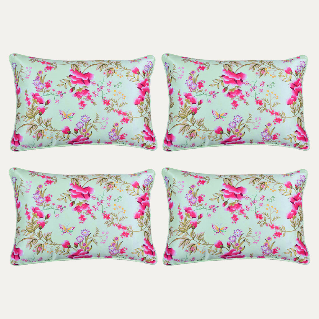Floral Printed Throw Pillow Covers - 14 x 20 Inches