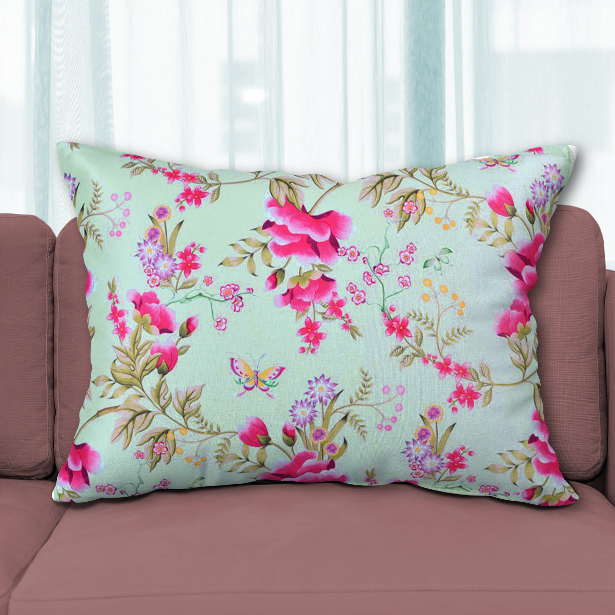 Floral Printed Throw Pillow Covers - 14 x 20 Inches
