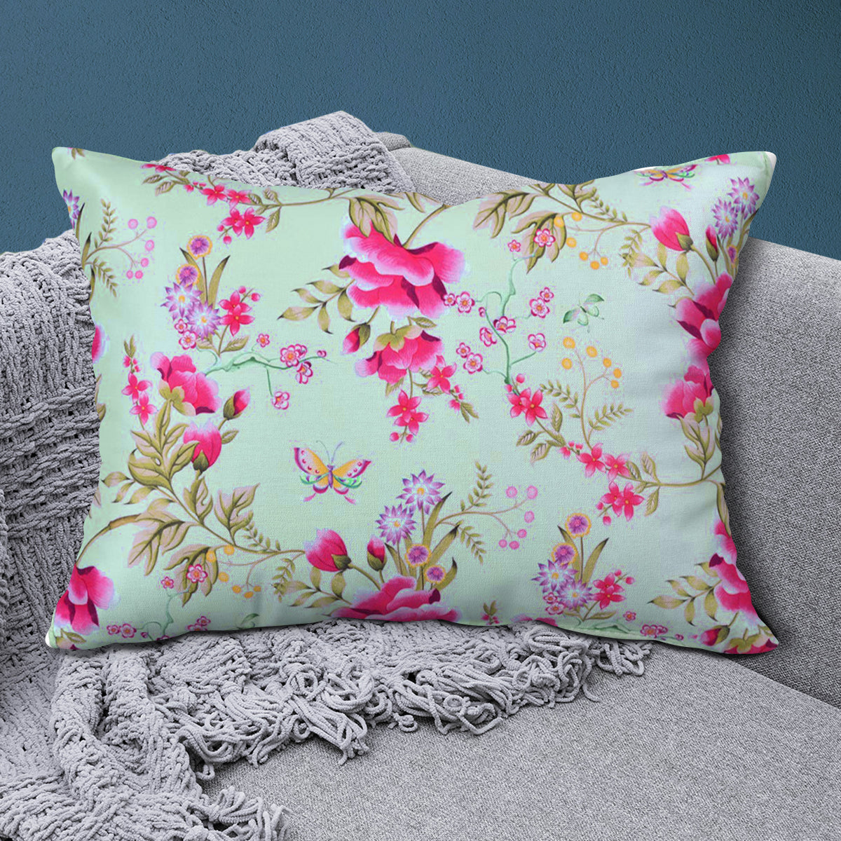 Floral Printed Throw Pillow Covers - 14 x 20 Inches