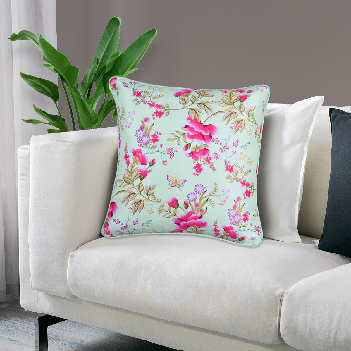 Floral Printed Throw Pillow Covers - 20 x 20 Inches