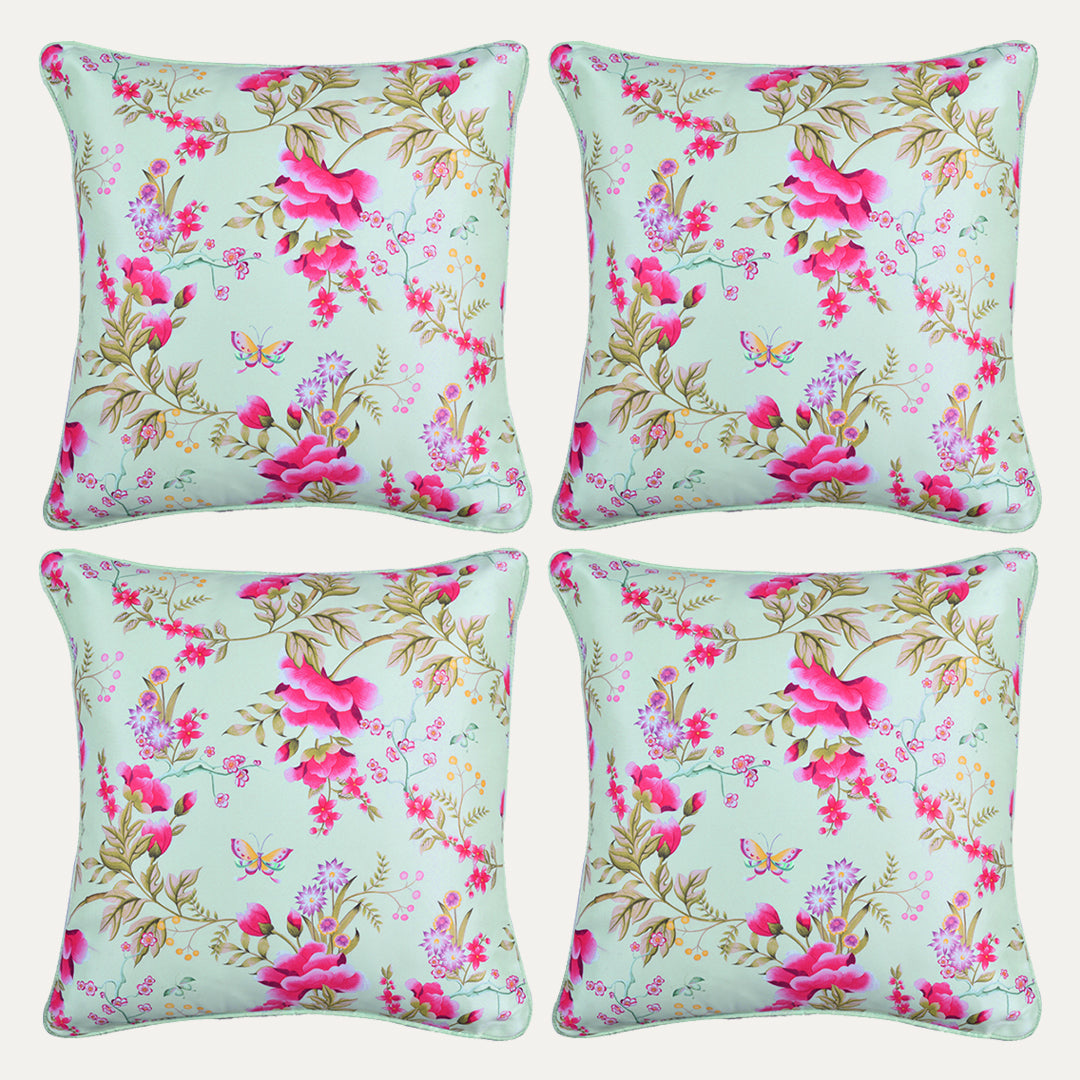 Floral Printed Throw Pillow Covers - 20 x 20 Inches
