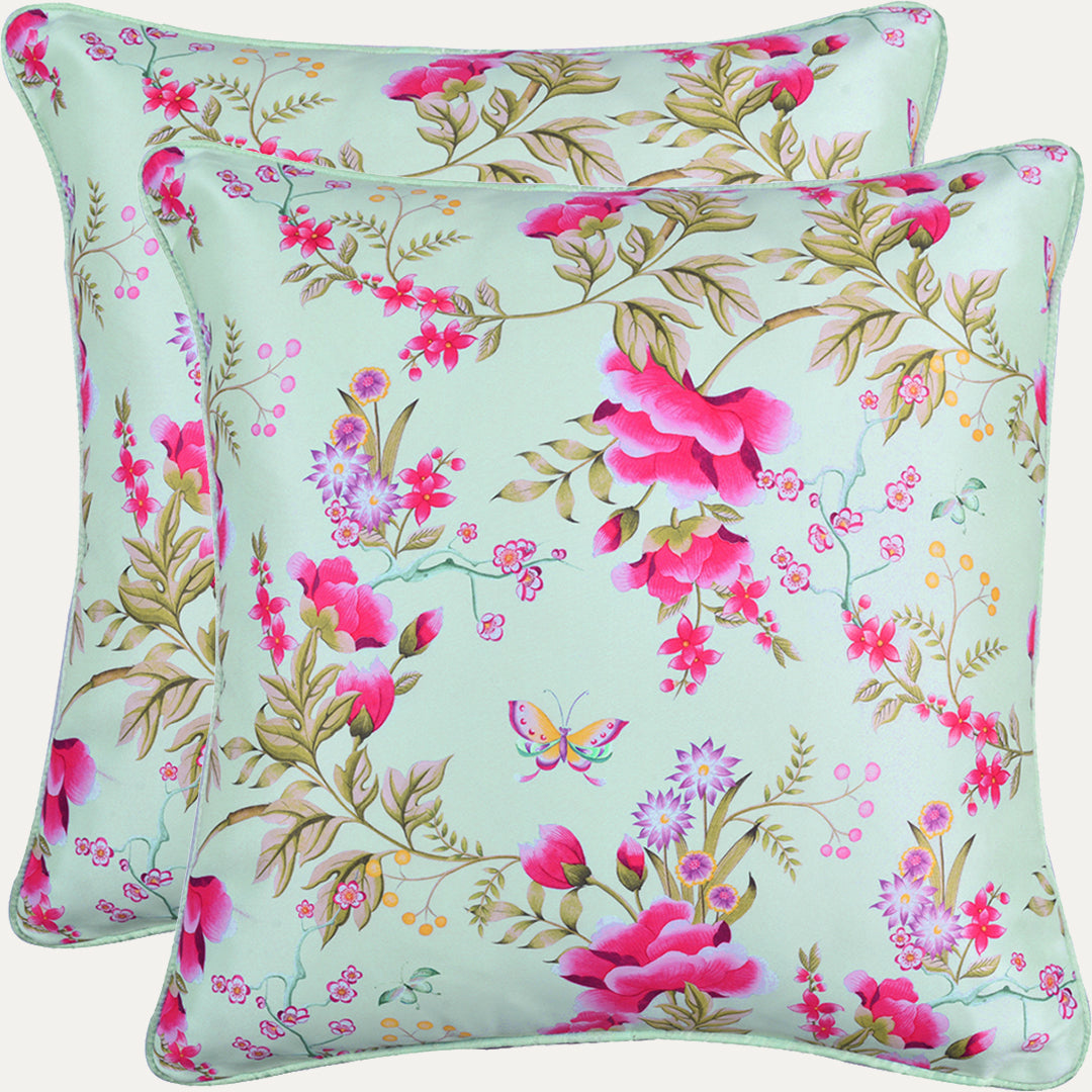 Floral Printed Throw Pillow Covers - 20 x 20 Inches