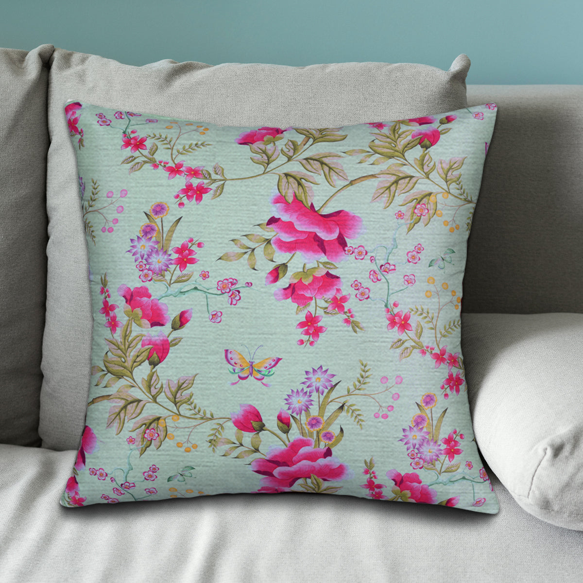 Floral Printed Throw Pillow Covers - 20 x 20 Inches