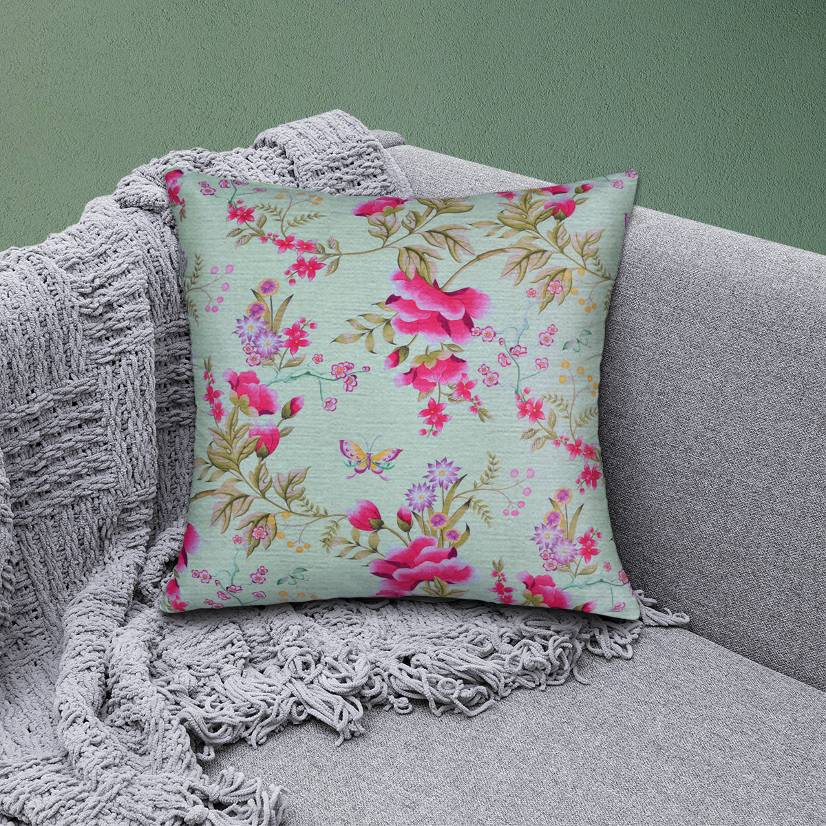 Floral Printed Throw Pillow Covers - 20 x 20 Inches