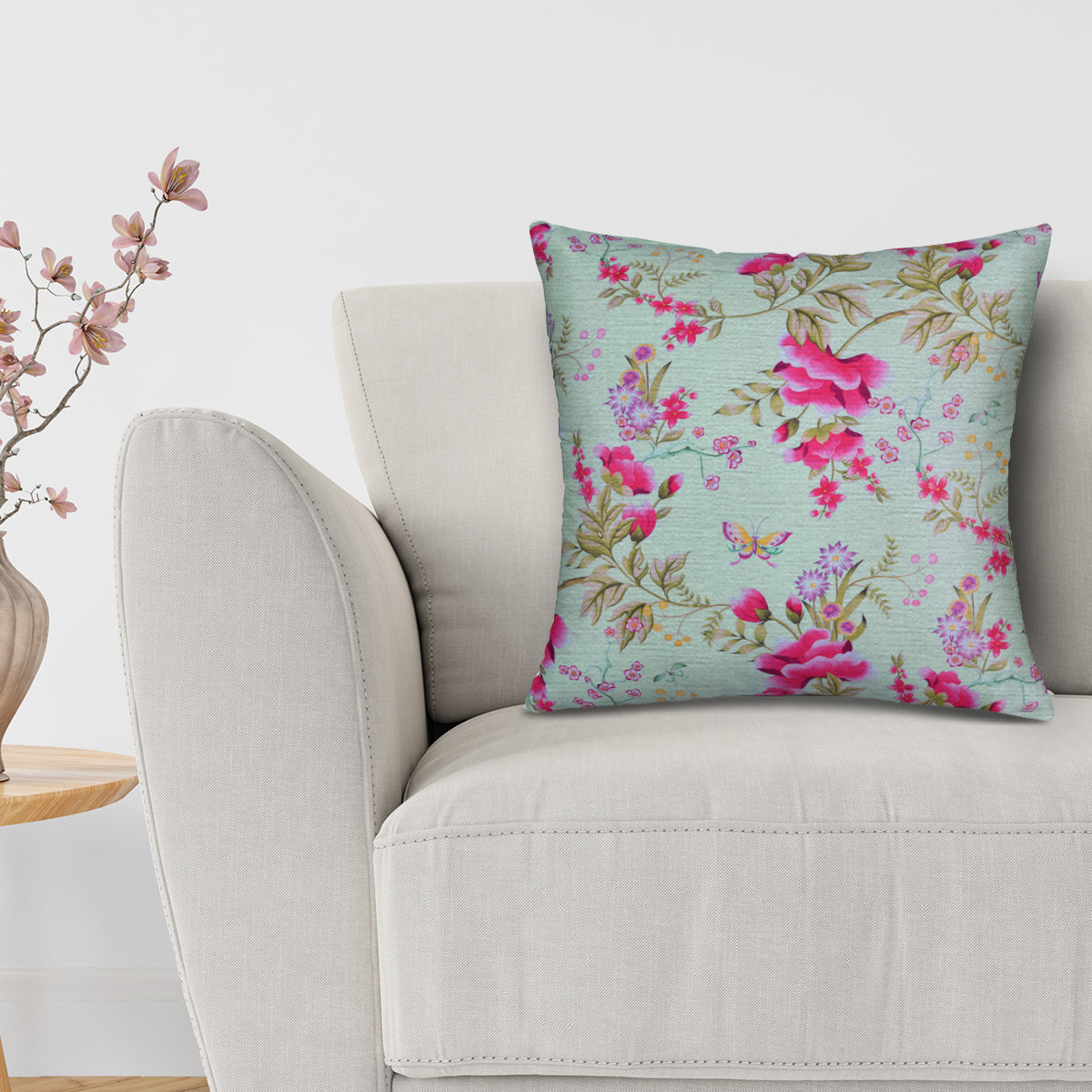 Floral Printed Throw Pillow Covers - 20 x 20 Inches