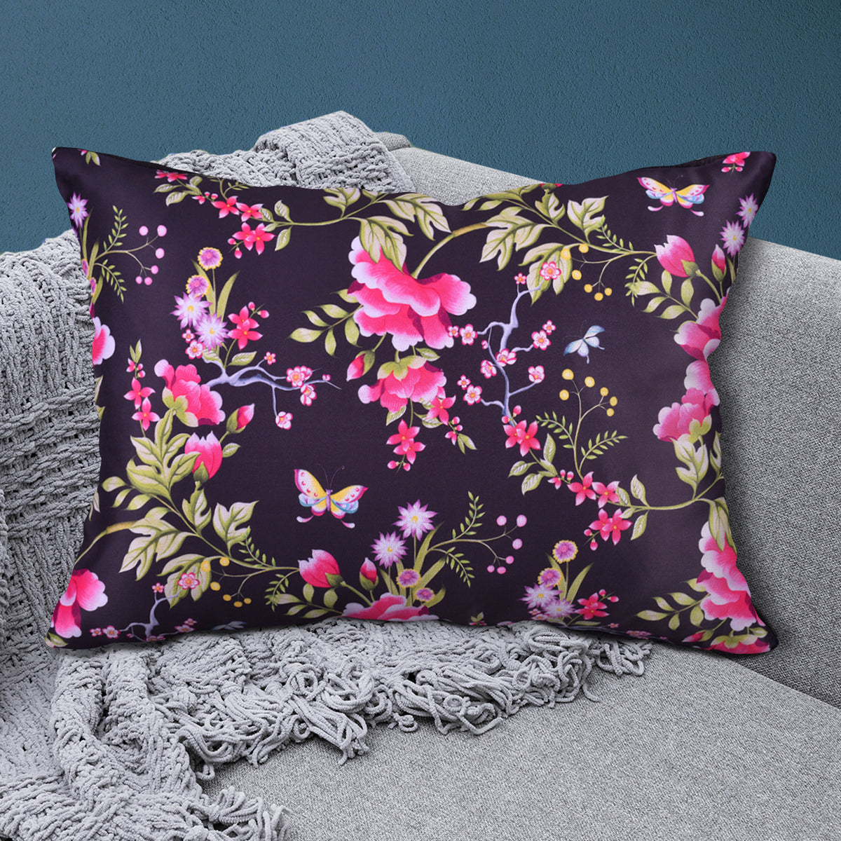 Floral Printed Throw Pillow Covers - 14 x 20 Inches