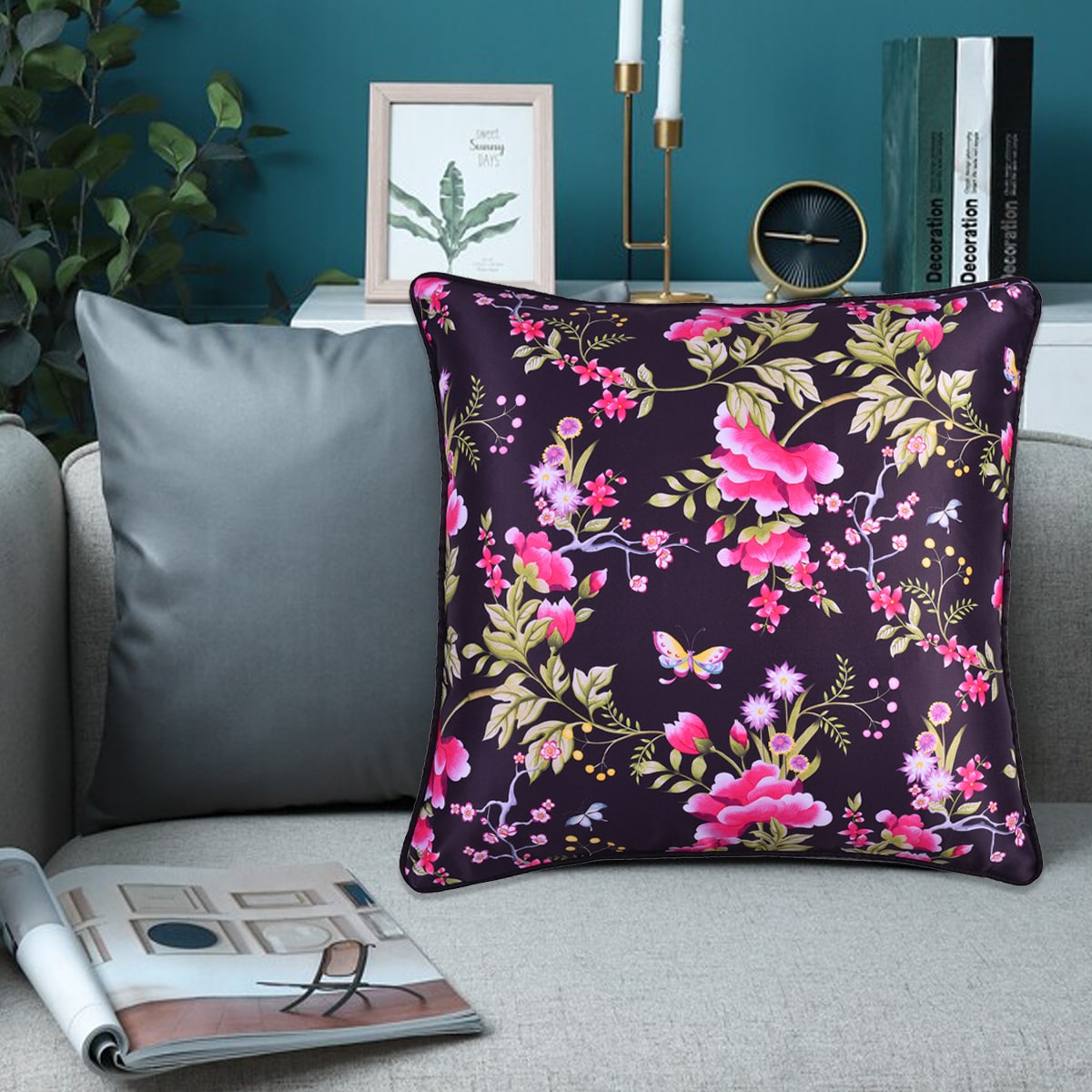 Floral Printed Throw Pillow Covers - 20 x 20 Inches