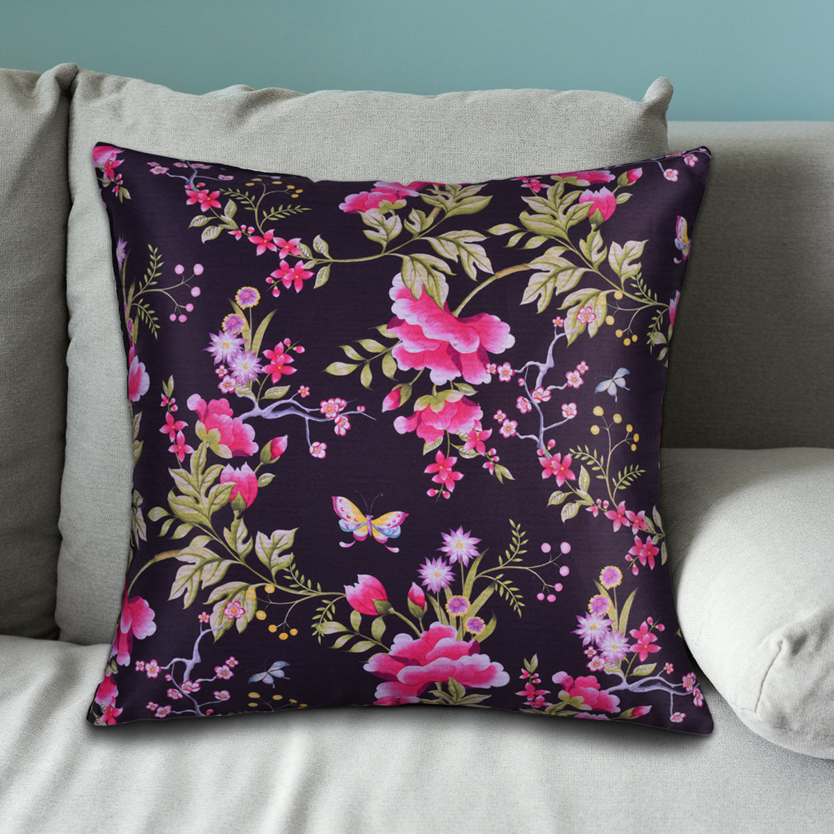 Floral Printed Throw Pillow Covers - 20 x 20 Inches