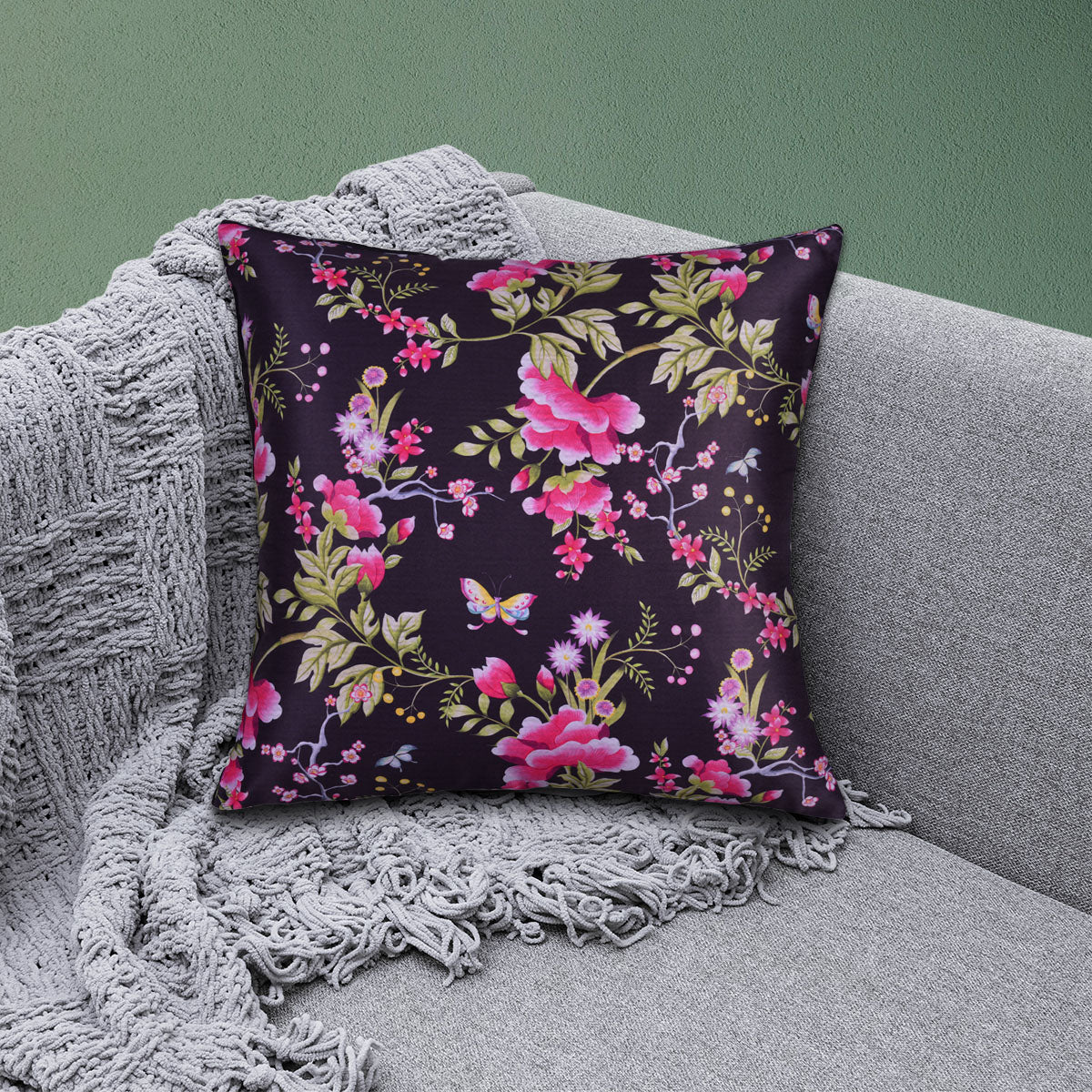 Floral Printed Throw Pillow Covers - 20 x 20 Inches