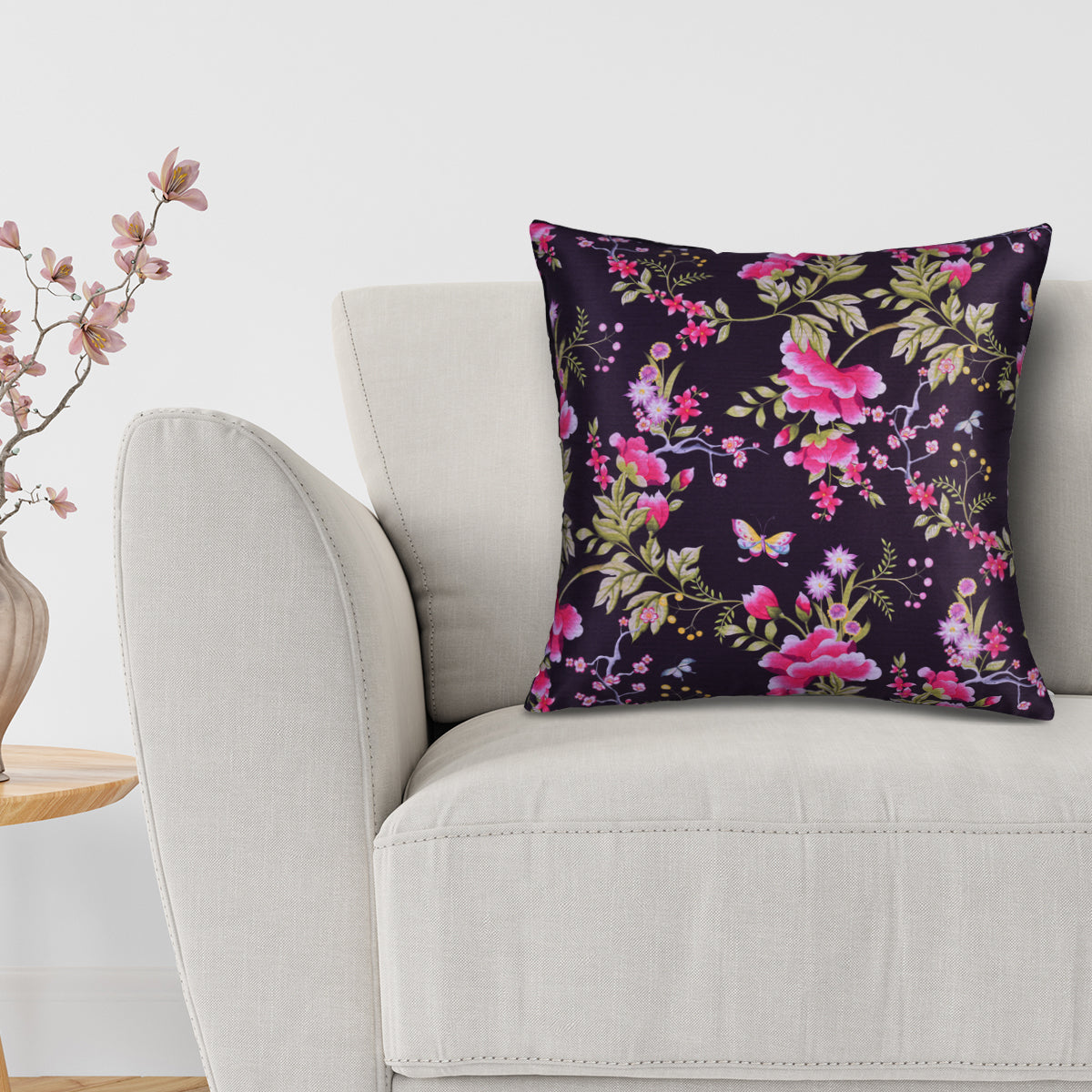 Floral Printed Throw Pillow Covers - 20 x 20 Inches