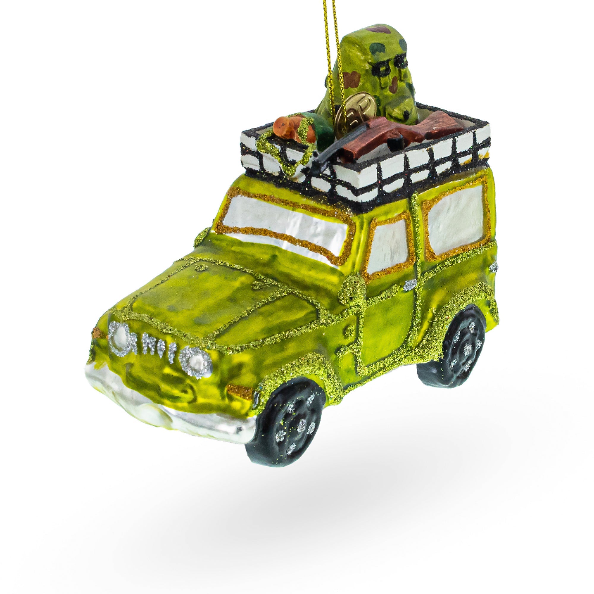 Off-Road Safari Adventure Vehicle Glass Christmas Ornament