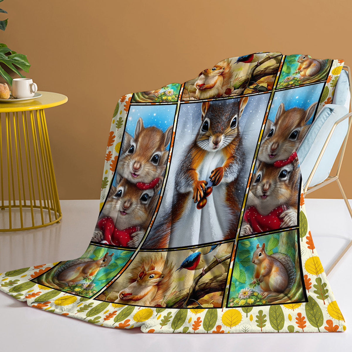 1pc Cute Cartoon Squirrel Printed Blanket, Soft And Skin Friendly Casual Blanket, Cover Blanket, Multi Scene Warm Decorative Blanket, Suitable For All Seasons