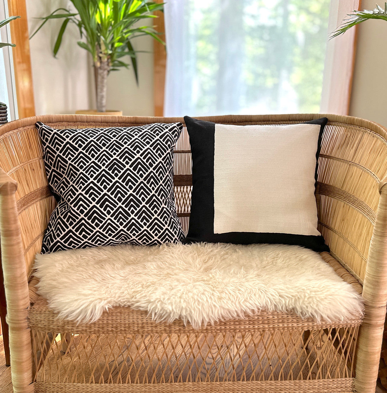 Black + White Squares Sadza Pillow