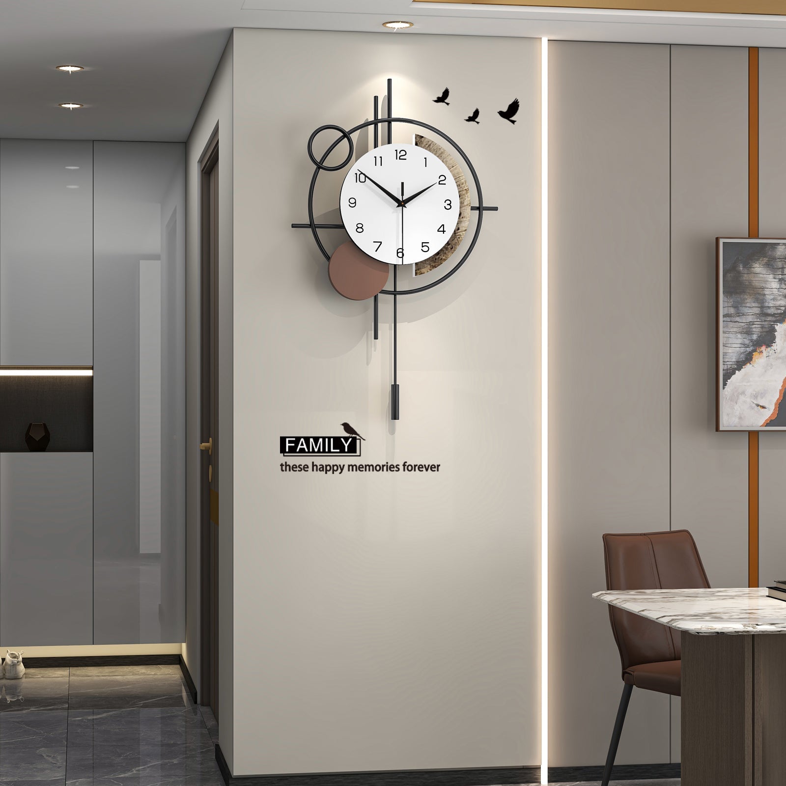 Modern Abstract Wall Clock Minimalist Metal Decorative Home Decor