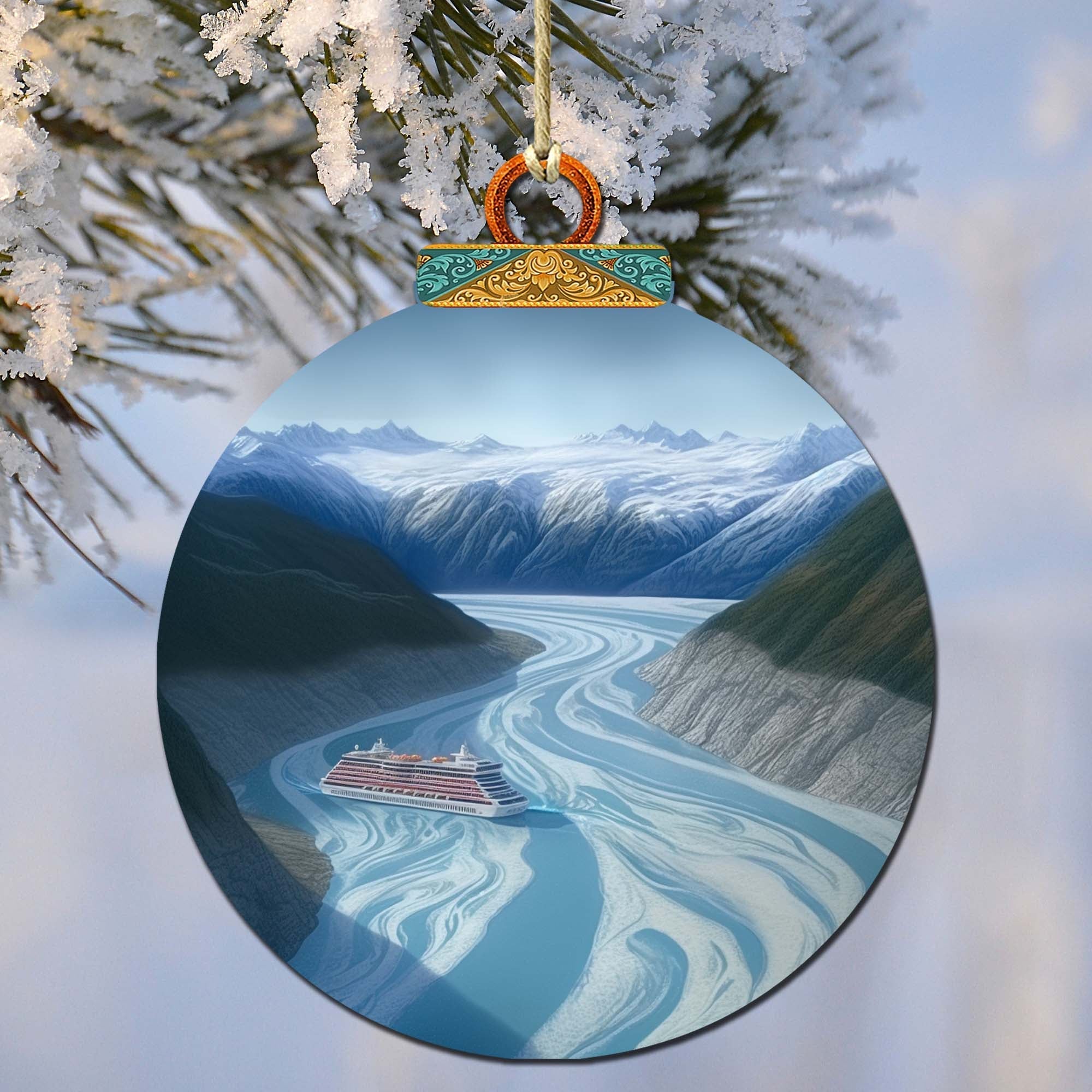 Alaska's Mountain Odyssey Wooden Ornaments by G.Debrekht - Wildlife Holiday Decor - 870065