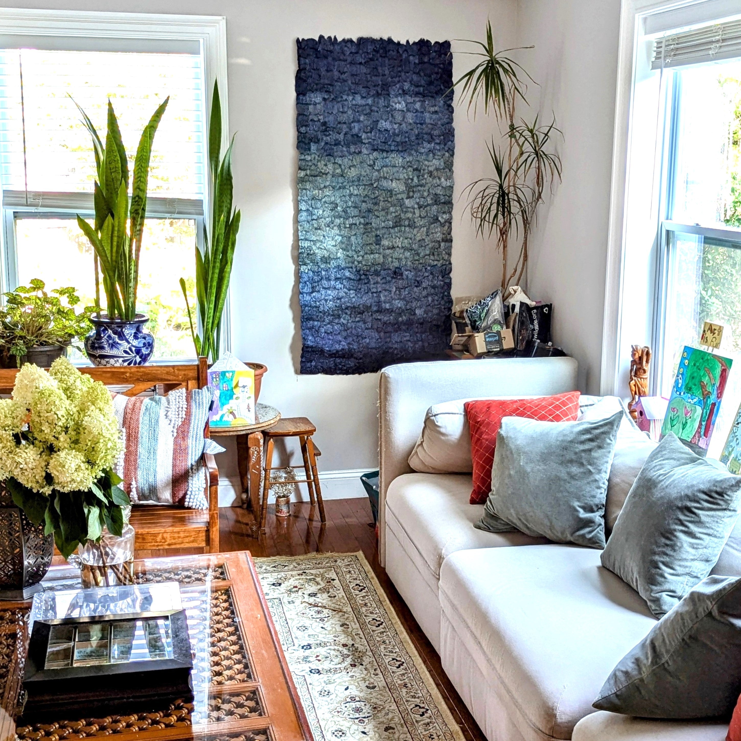 Wild Silk Color Field Wall Hanging - Indigo