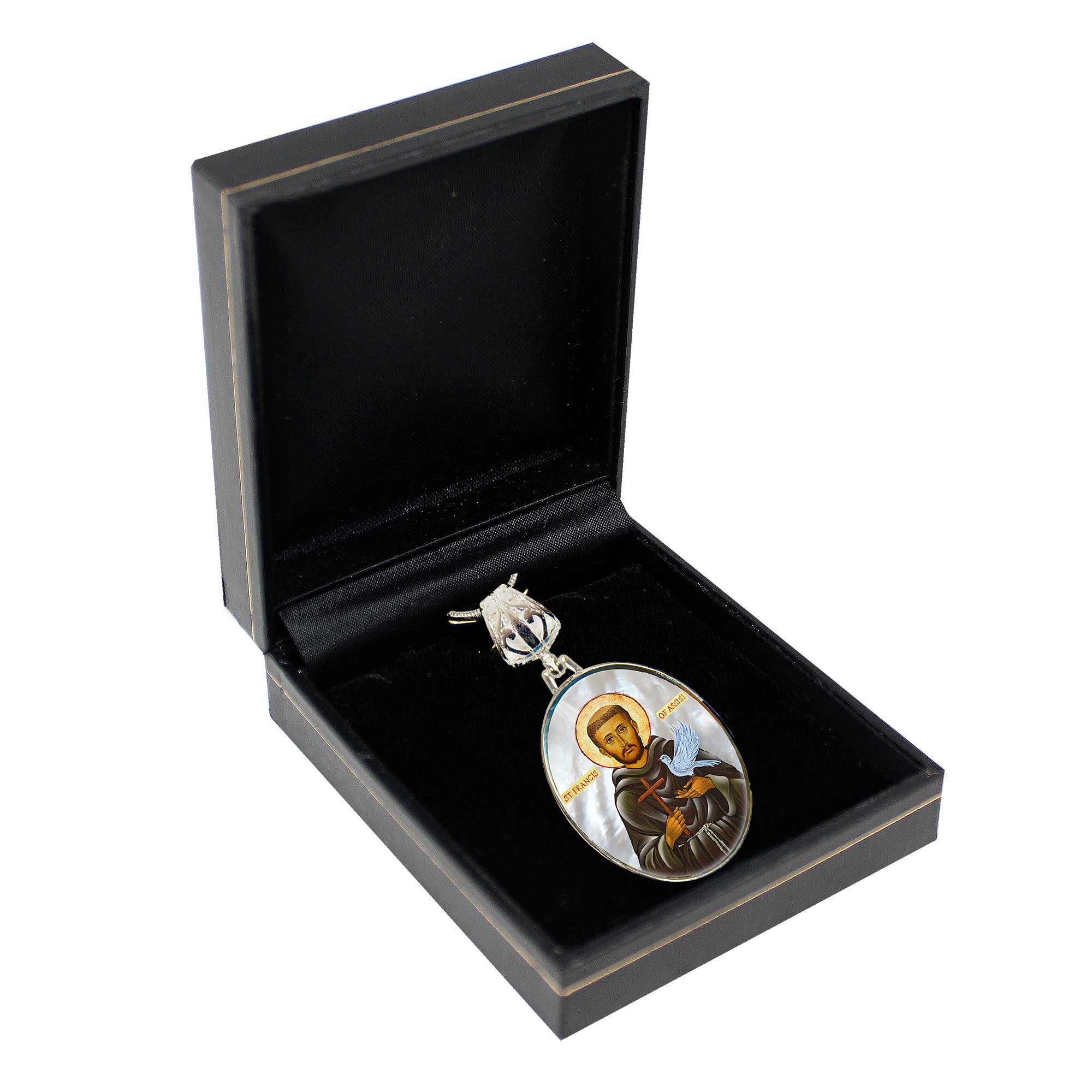 Our Lady of Perpetual Help Silver Plated Mother of Pearl Necklace Jewelry - 43024