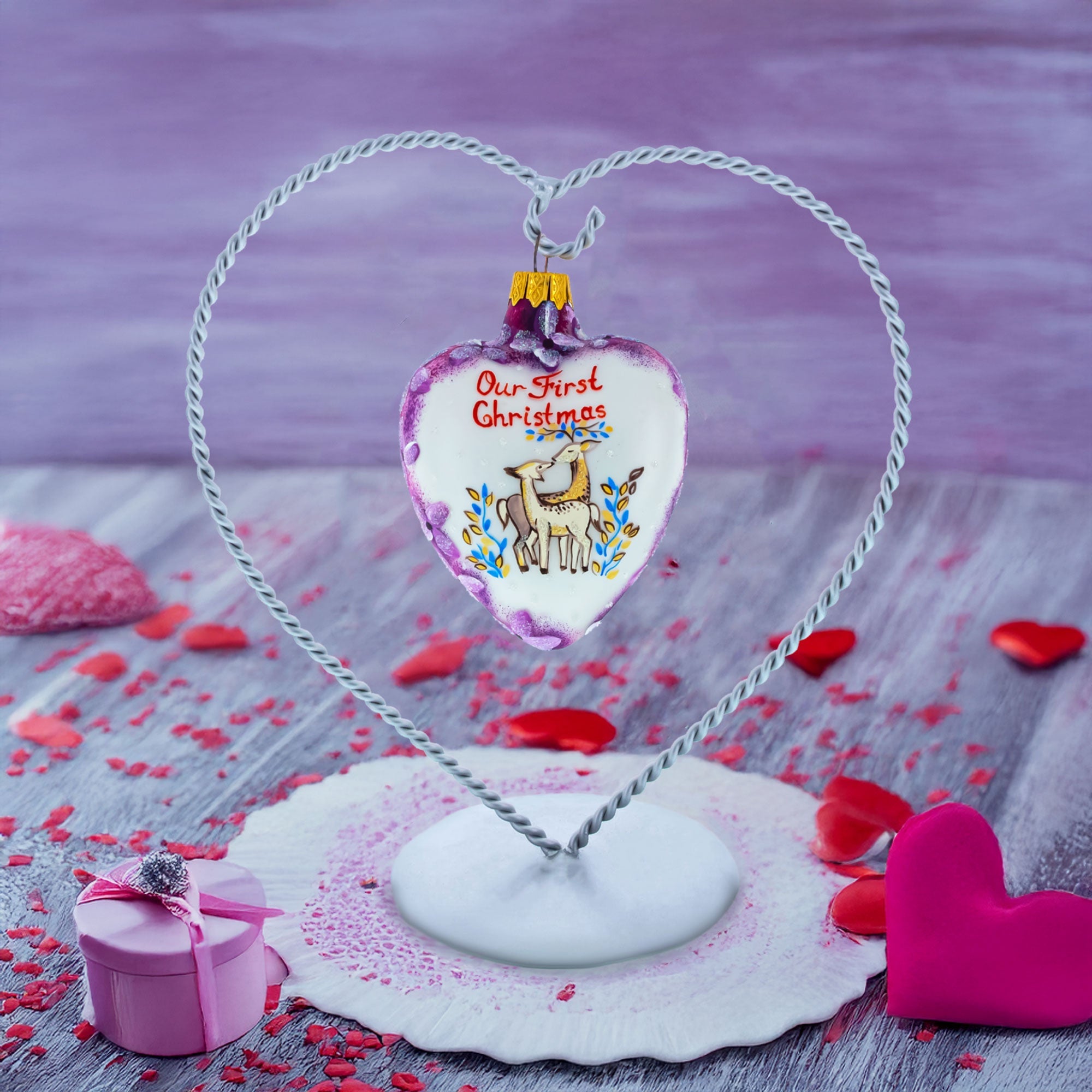 Our First Christmas Heart Glass Christmas Ornament
