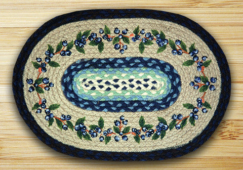 Earth Rugs 48-312BV Oval Shaped Placemat- Blueberry Vine