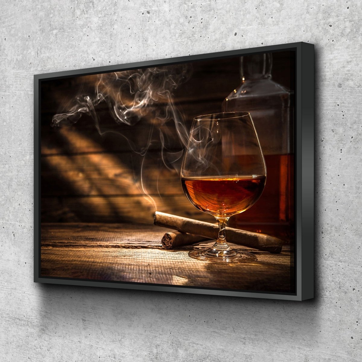Cigar And Bourbon Canvas Wall Art, Bourbon Art, Cigar Art For Office Or Man Cave