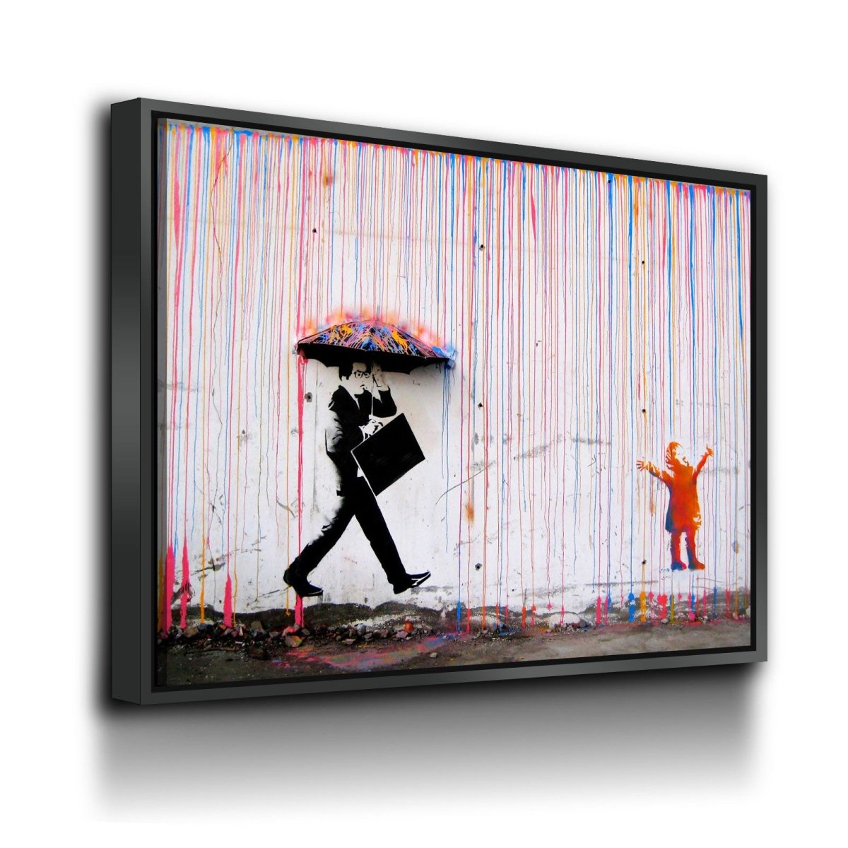 Colored Rain Canvas Wall Art, Banksy Style Print, Banksy Art Canvas Wall Art, Graffiti Art, Abstract Art