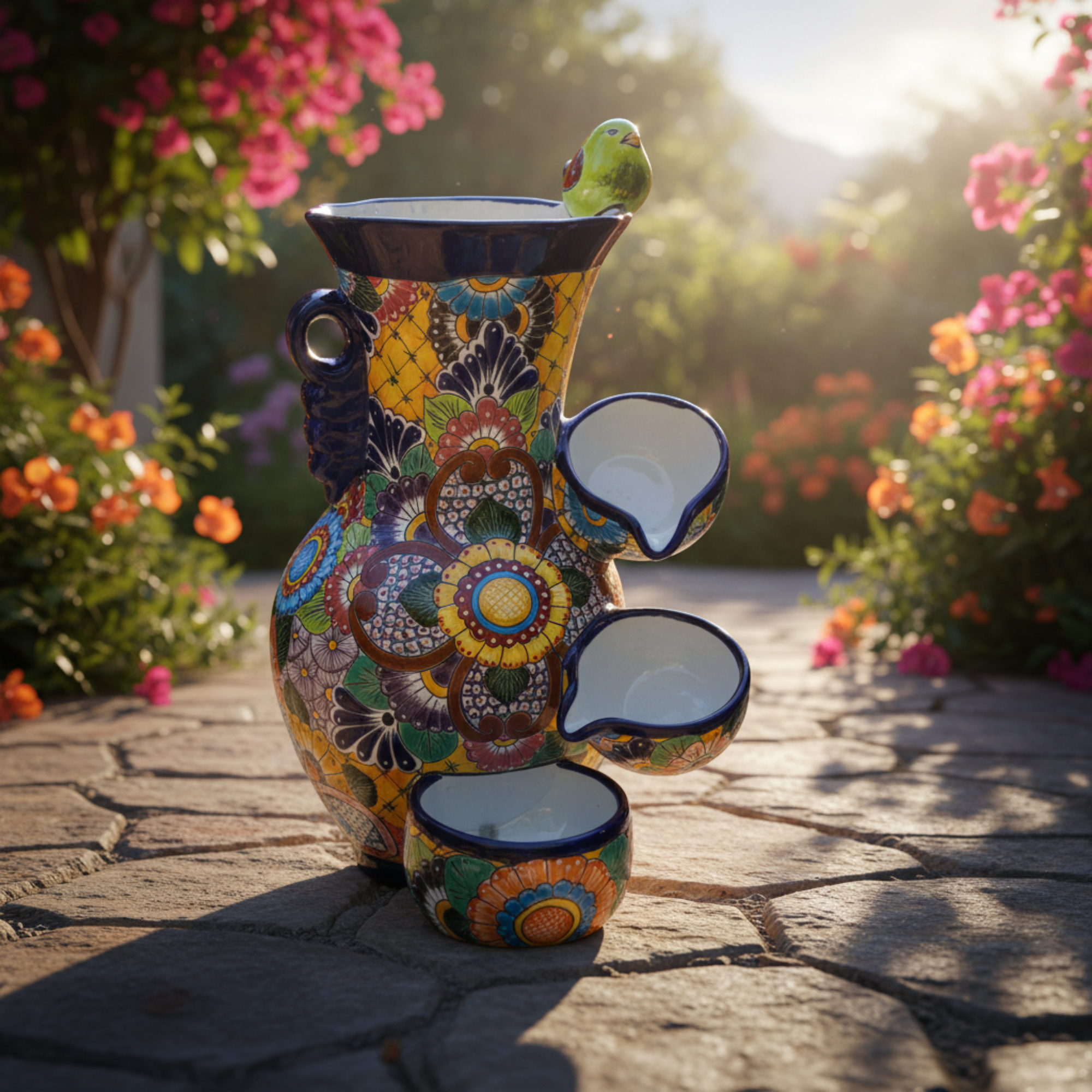 Colorful Talavera Fountain | Mexican Ceramic Water Feature