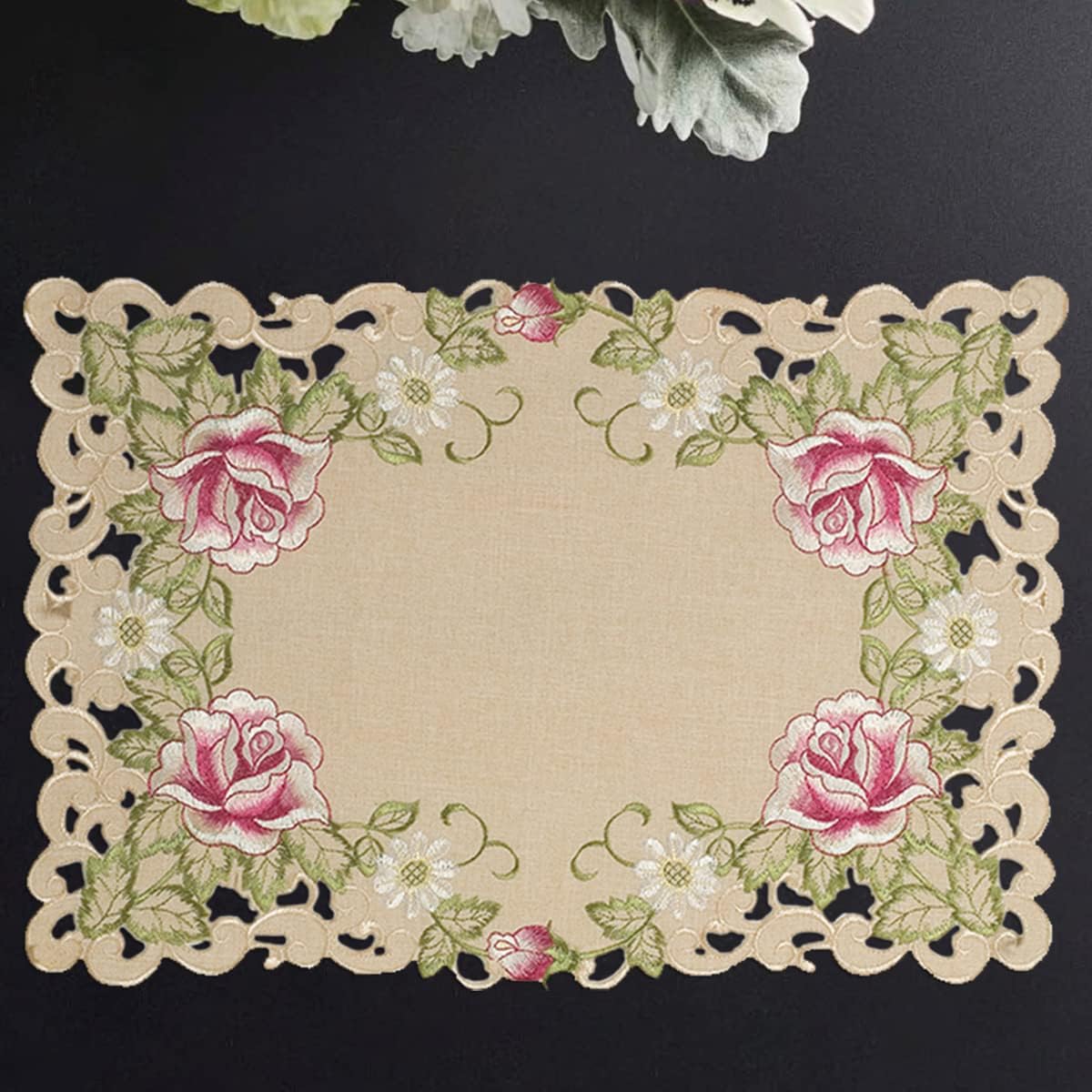 Beige Placemats – European Embroidery, Set of 6
