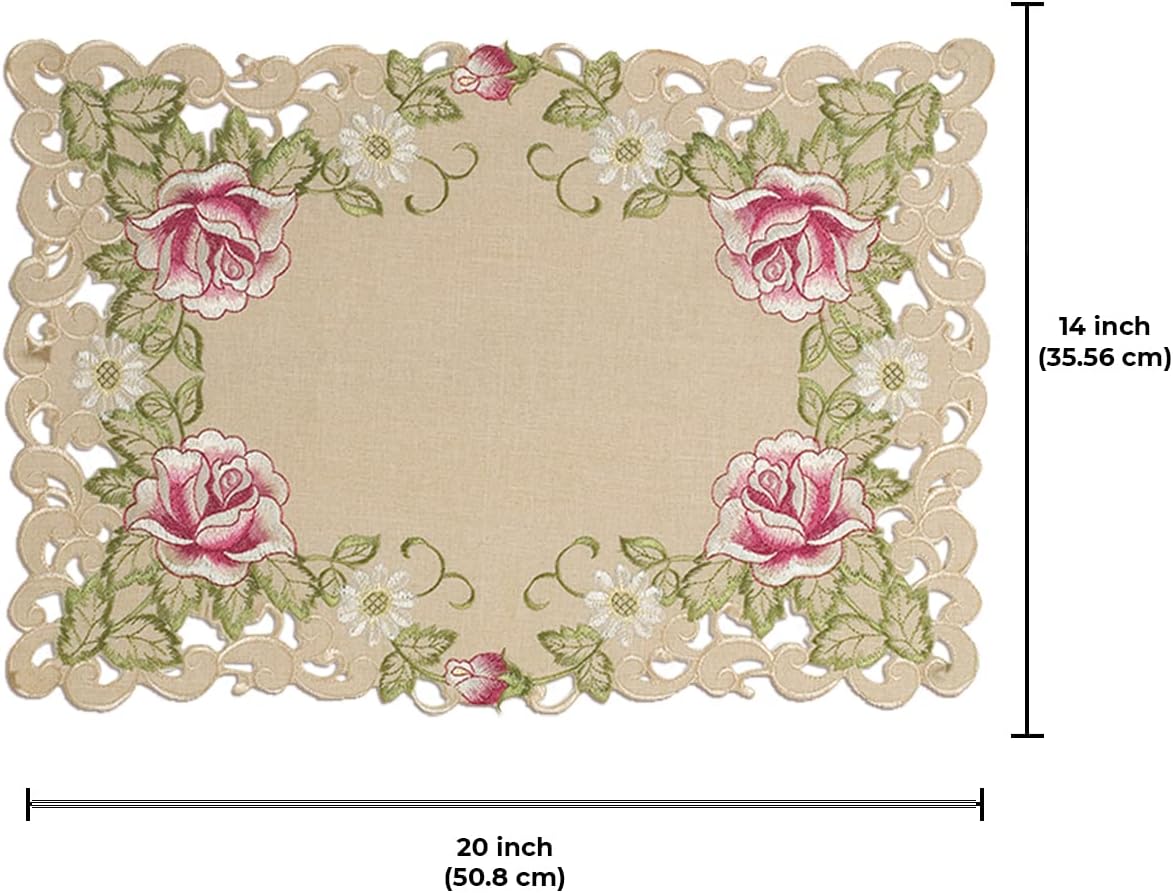 Beige Placemats – European Embroidery, Set of 6