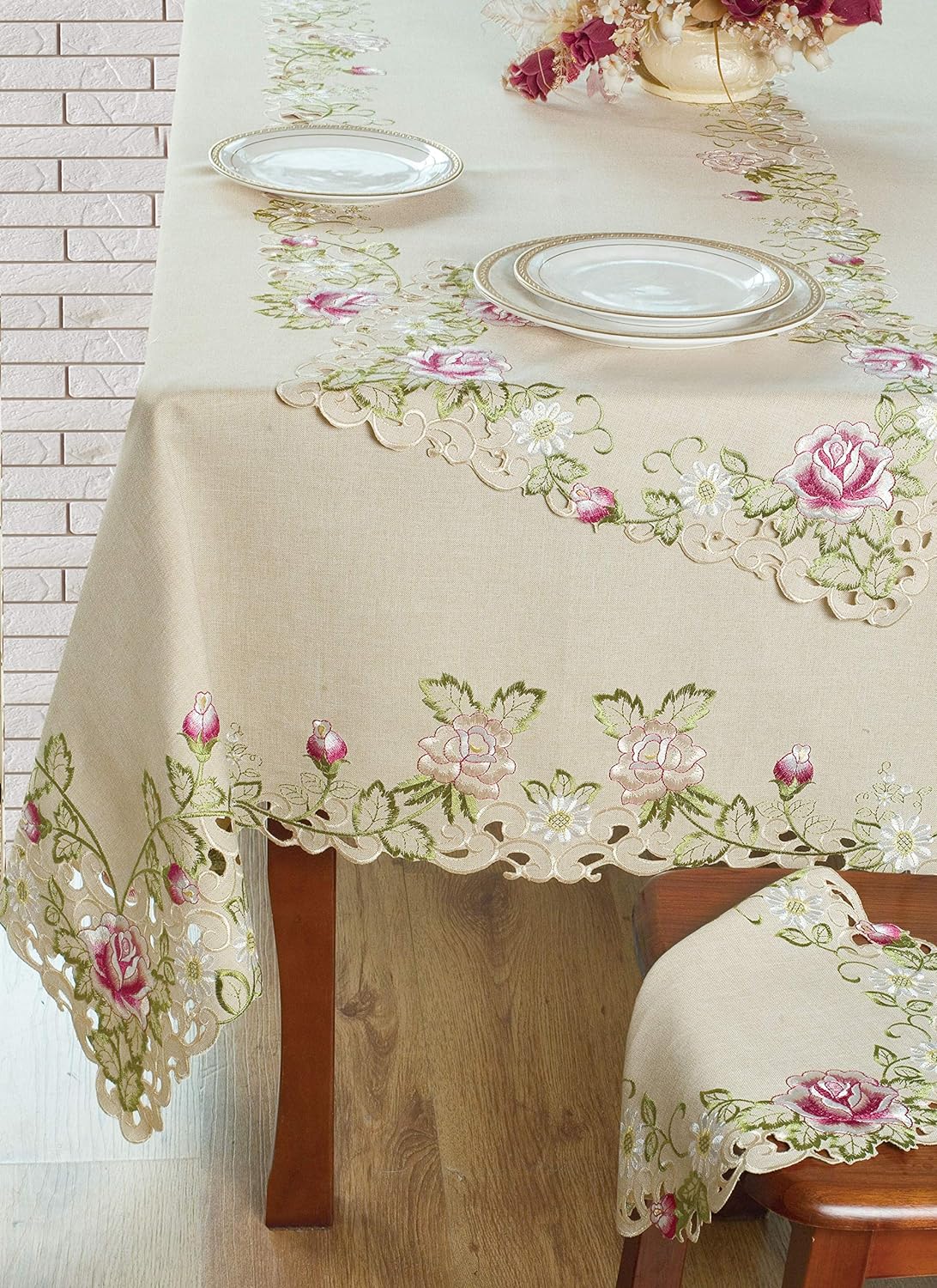 Beige Placemats – European Embroidery, Set of 6