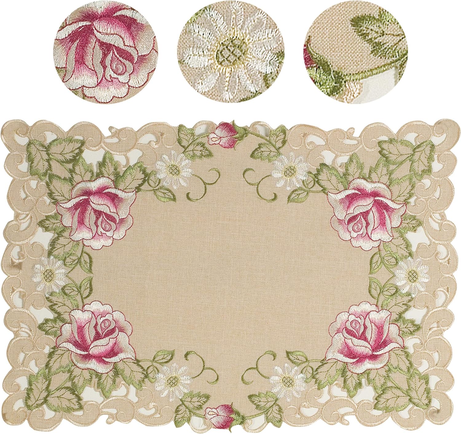 Beige Placemats – European Embroidery, Set of 6