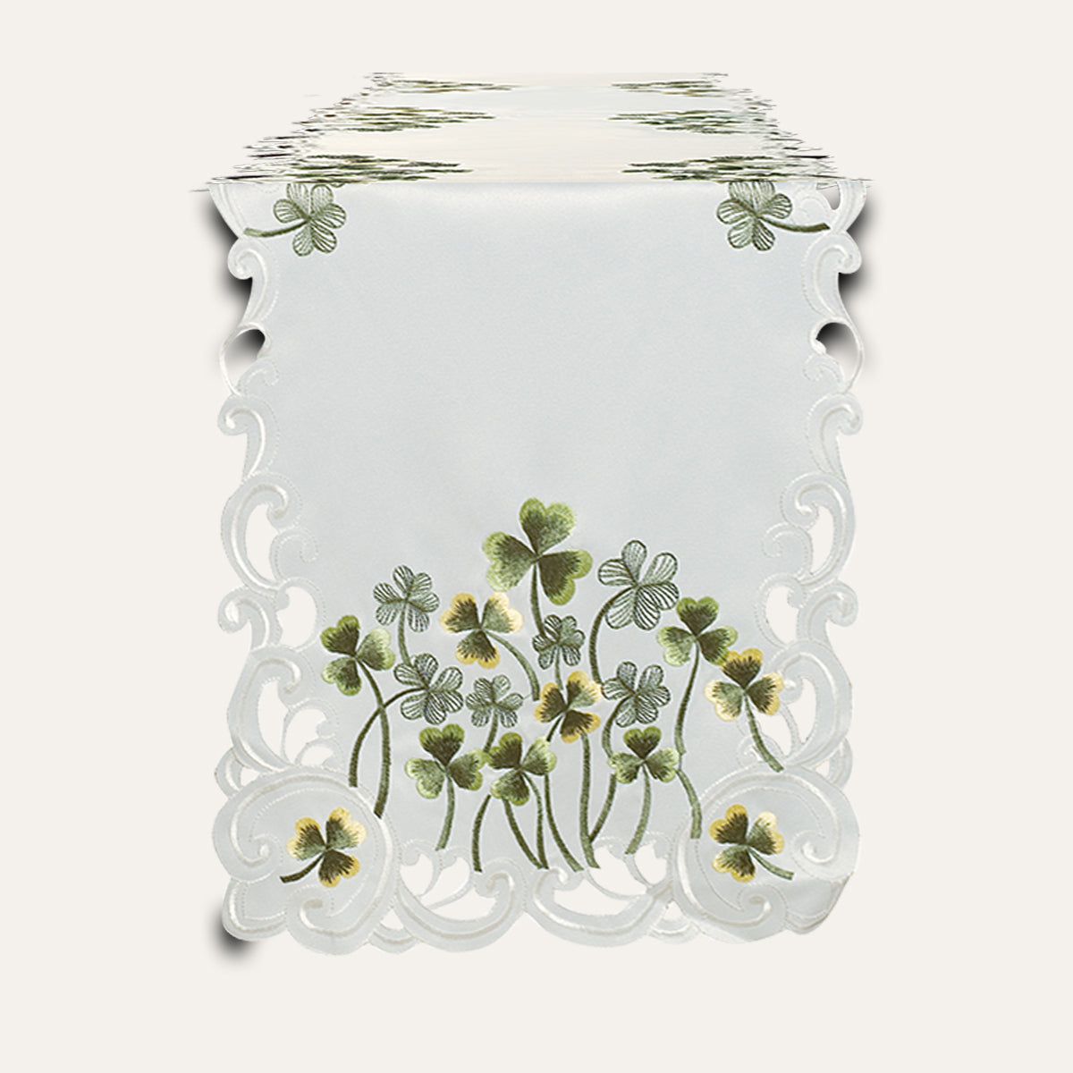 Ivory Table Runner - European Embroidery Rustic Linen Decor for Dining Tables
