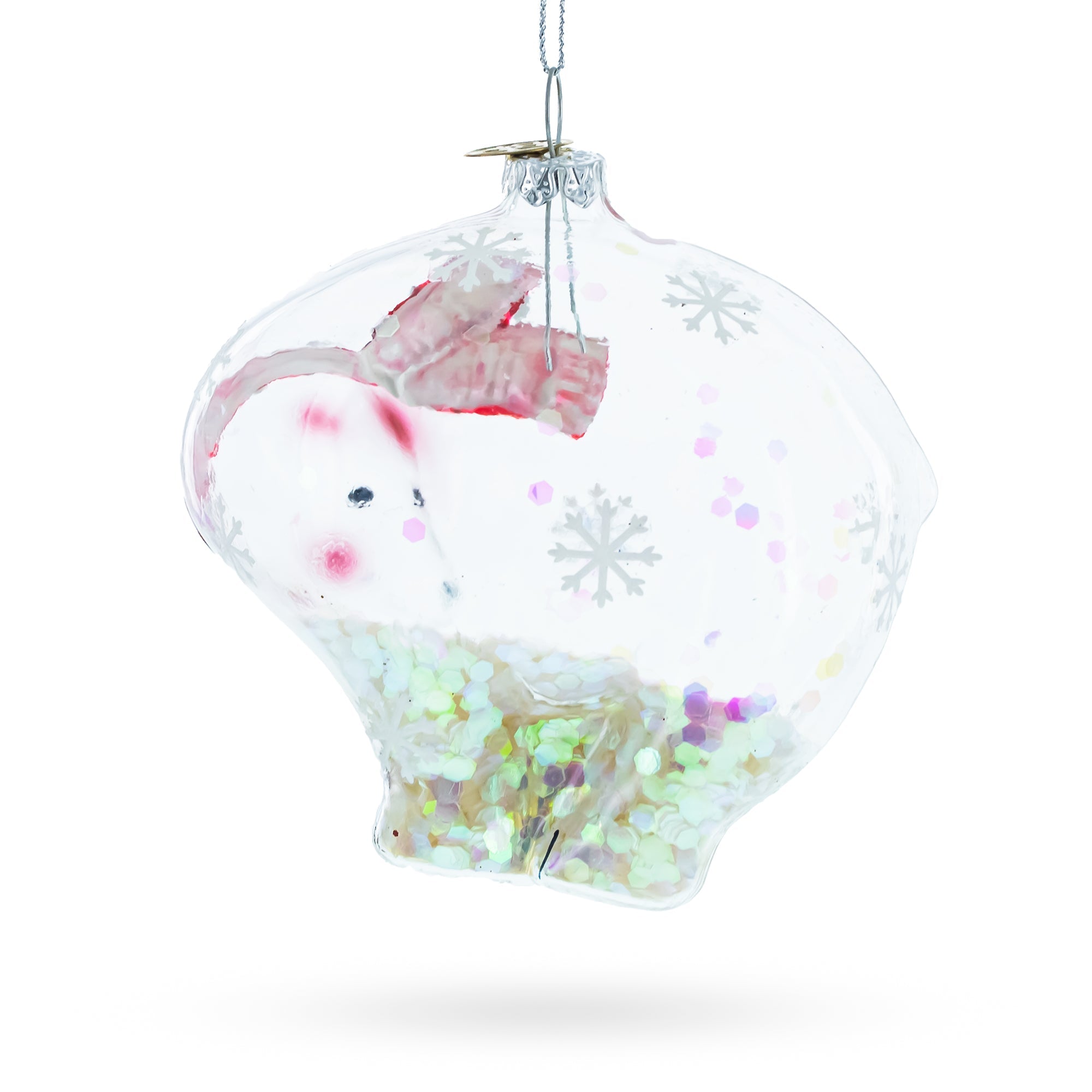 Clear Polar Bear Glass Christmas Ornament