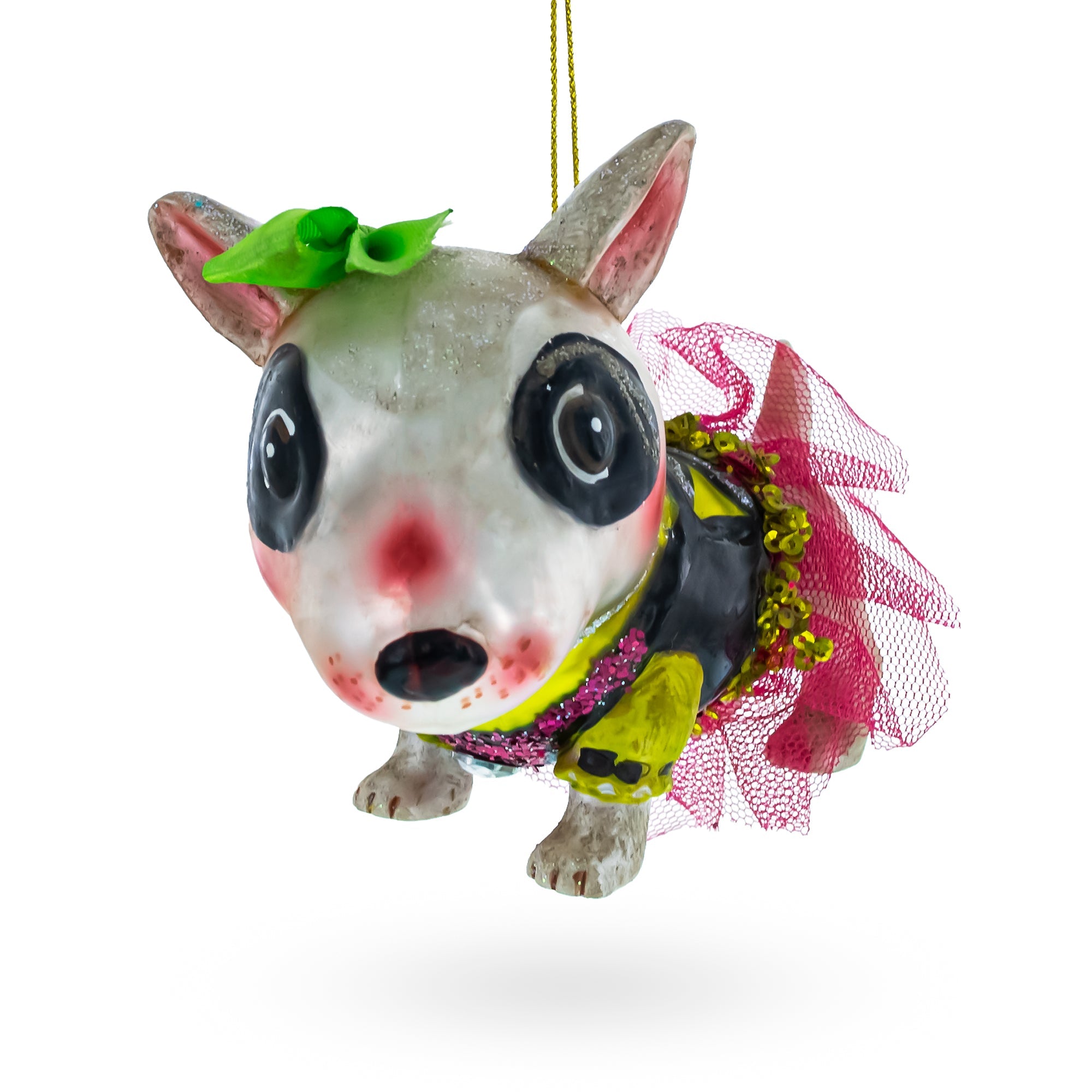 Pitbull Glass Christmas Ornament