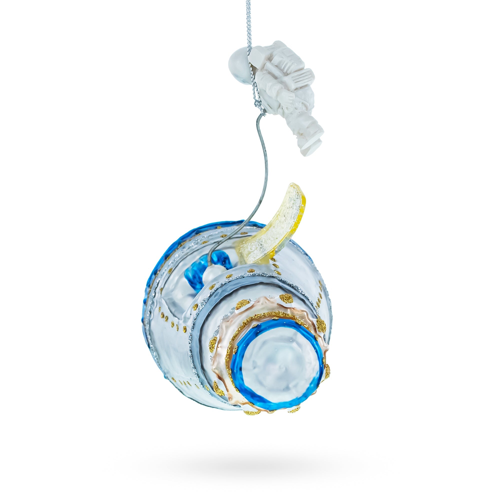 Astronaut in Outer Space Glass Christmas Ornament