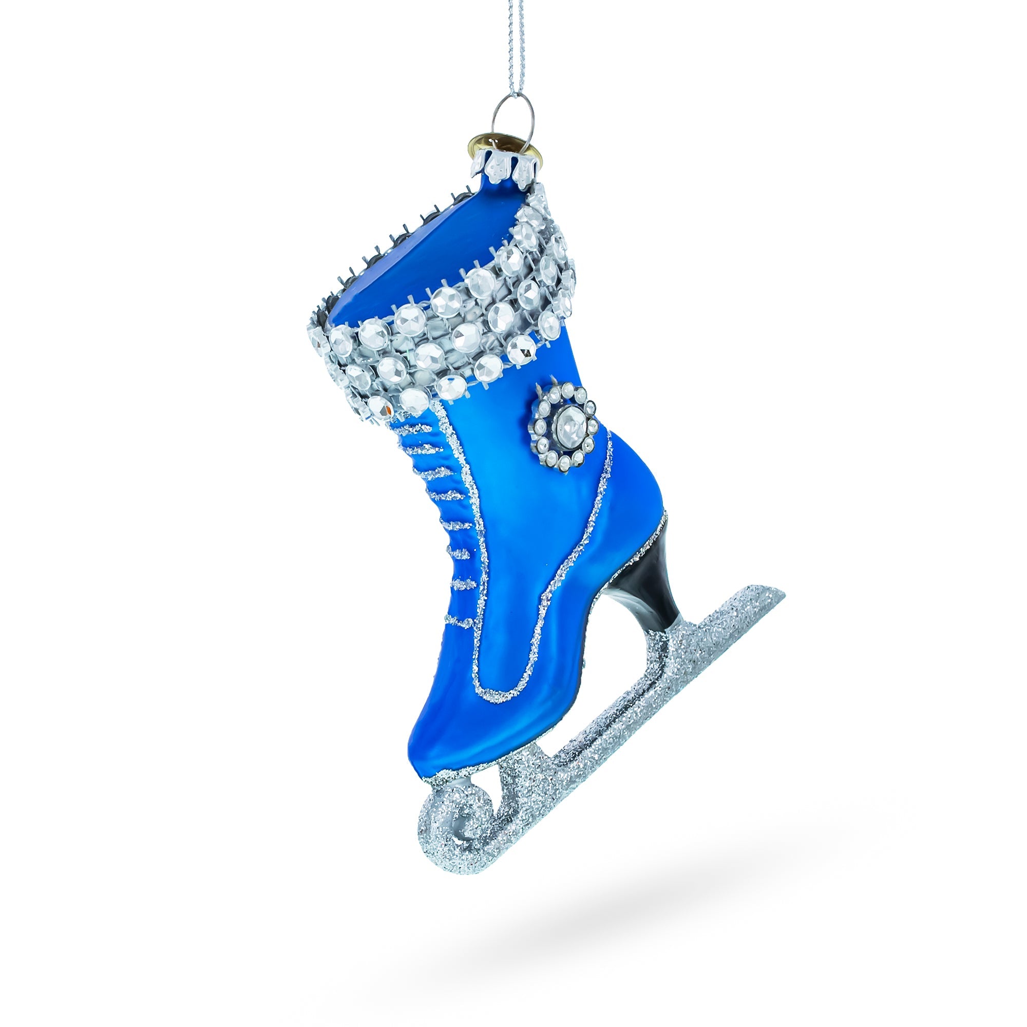 Figure Ice Skating Glass Christmas Ornament