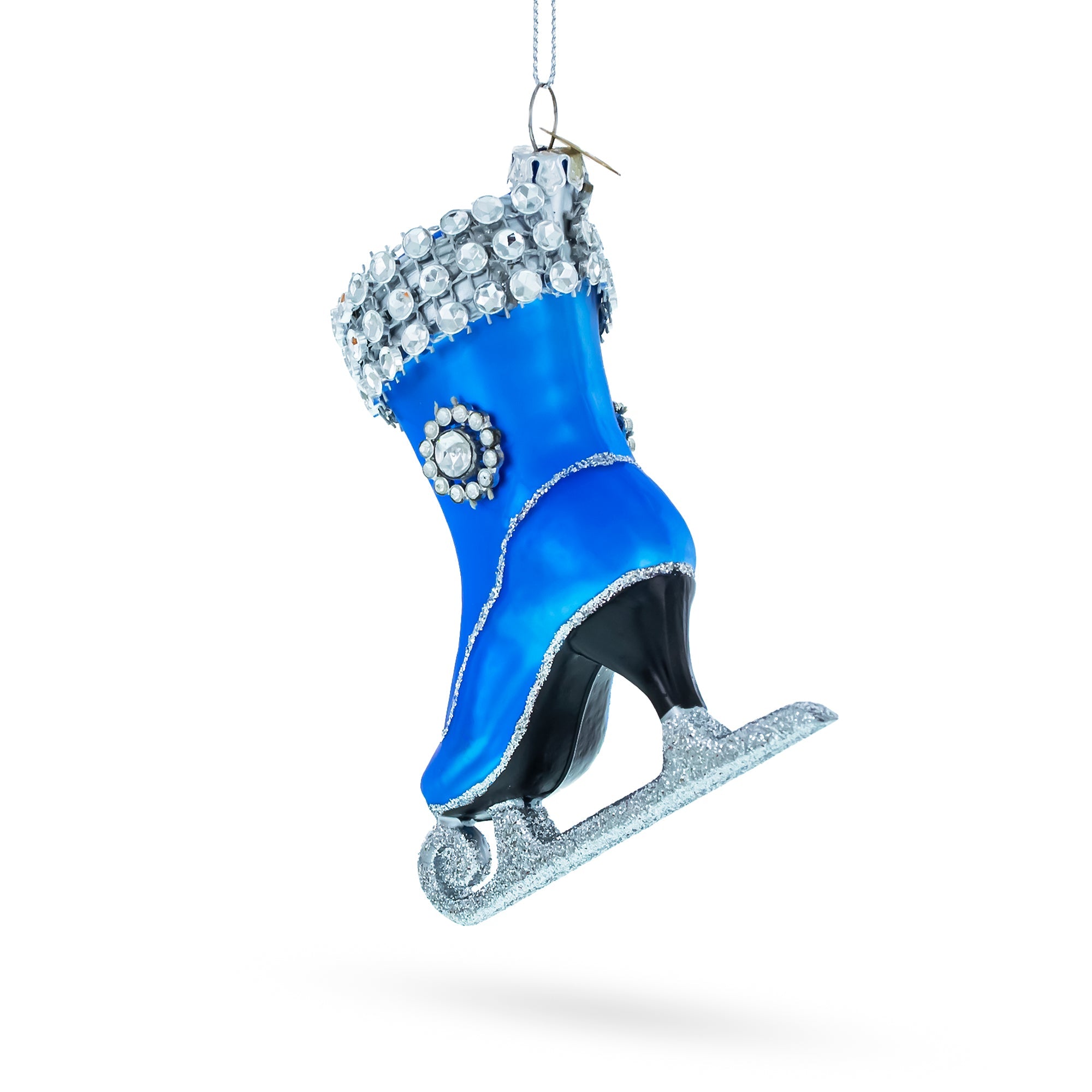 Figure Ice Skating Glass Christmas Ornament