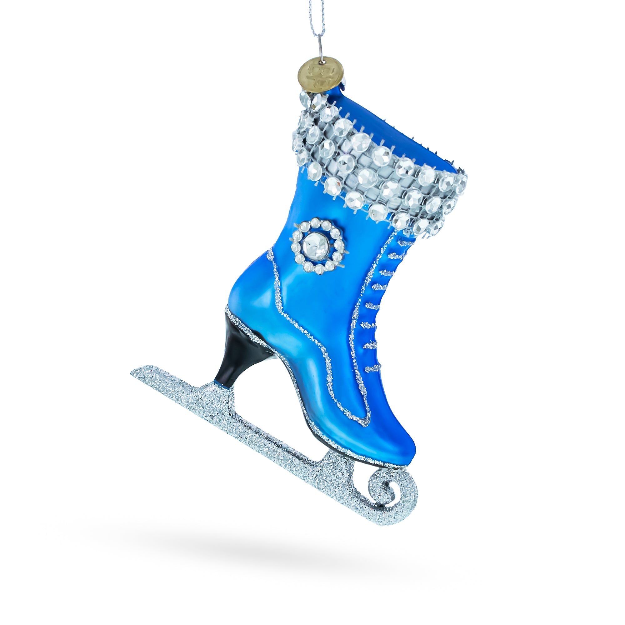 Figure Ice Skating Glass Christmas Ornament