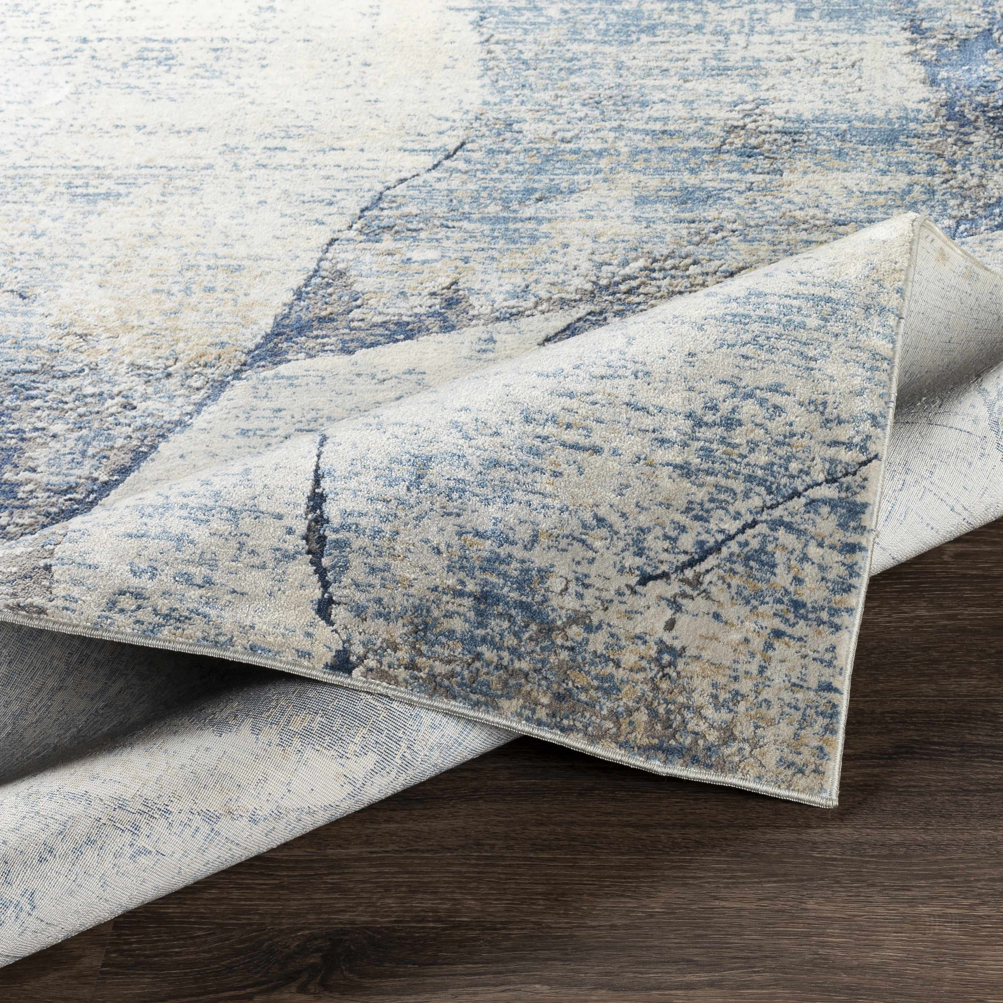 Creighton Blue Marble Textured Luxe Rug