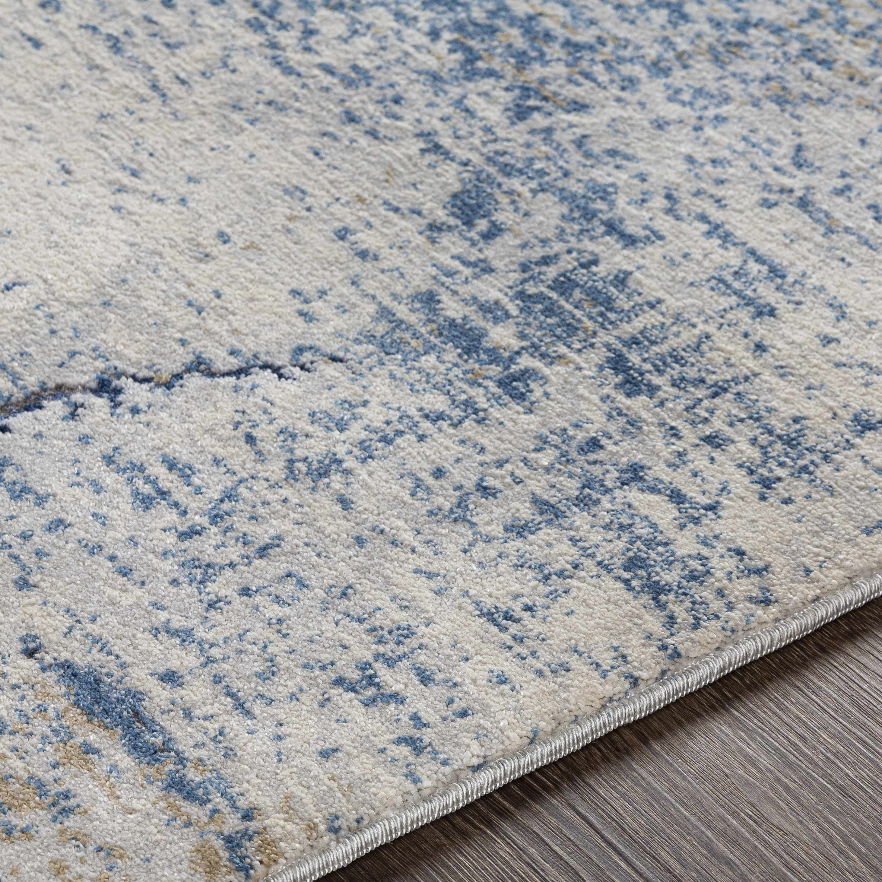 Creighton Blue Marble Textured Luxe Rug