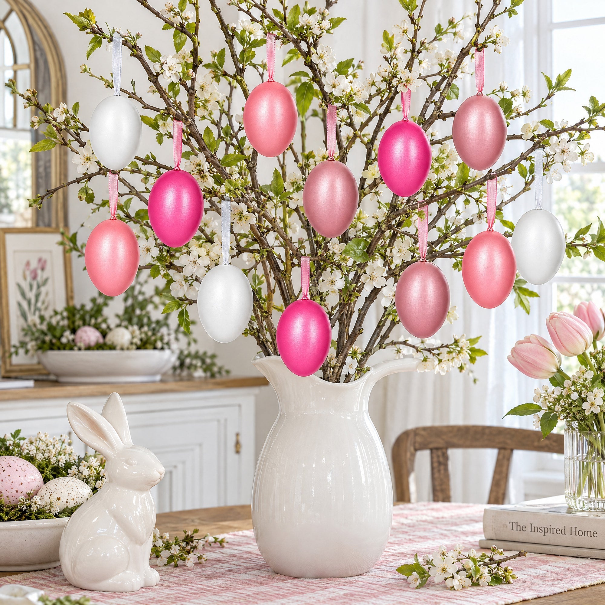 Bag of 12 Pastel Rose Plastic Easter Egg Ornaments 2.35 Inches