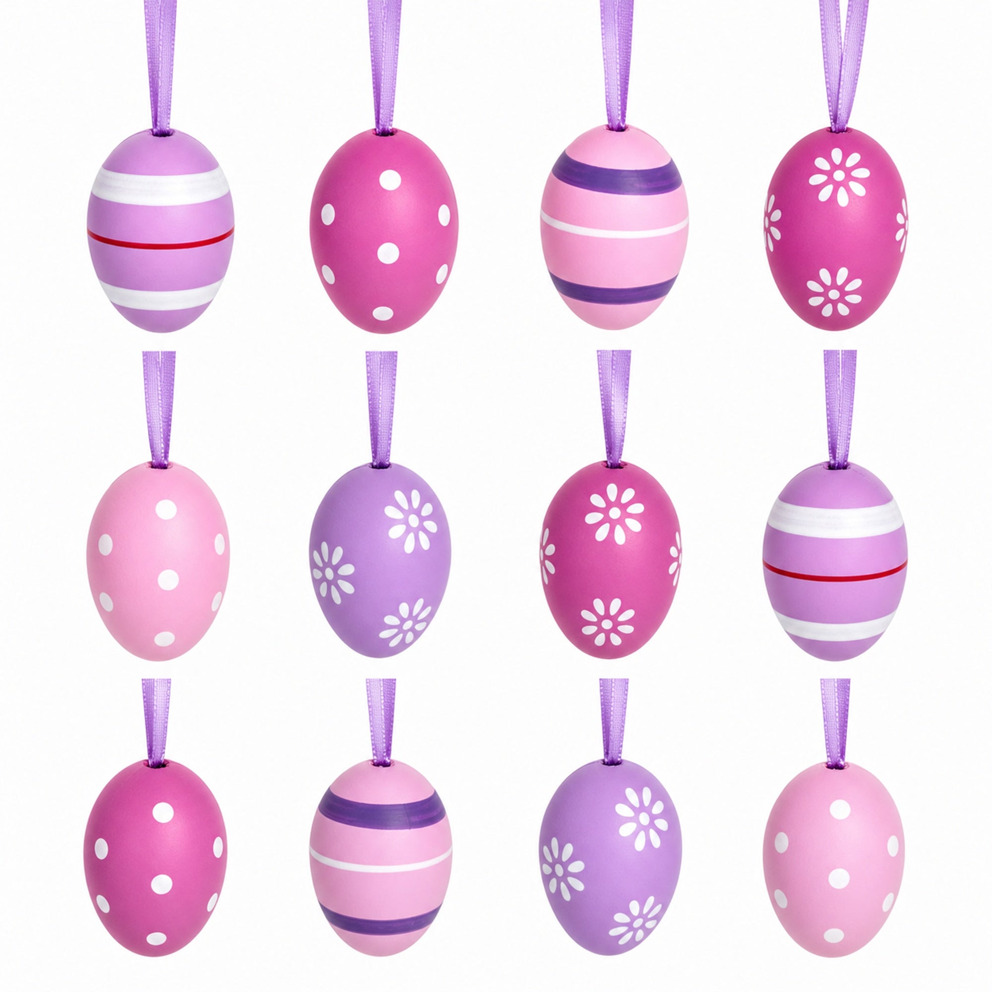 Bag of 12 Miniature Pastel Purple Plastic Easter Egg Ornaments 1.5 Inches