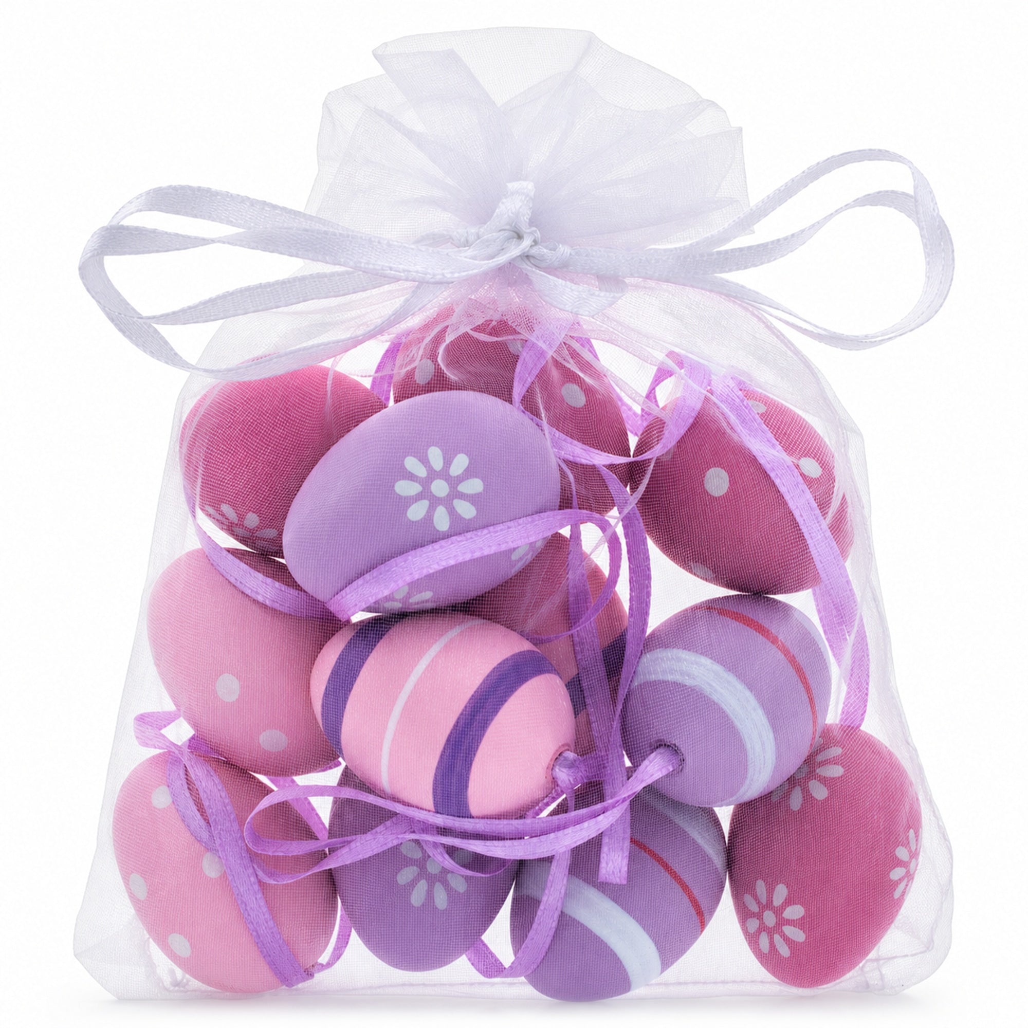 Bag of 12 Miniature Pastel Purple Plastic Easter Egg Ornaments 1.5 Inches