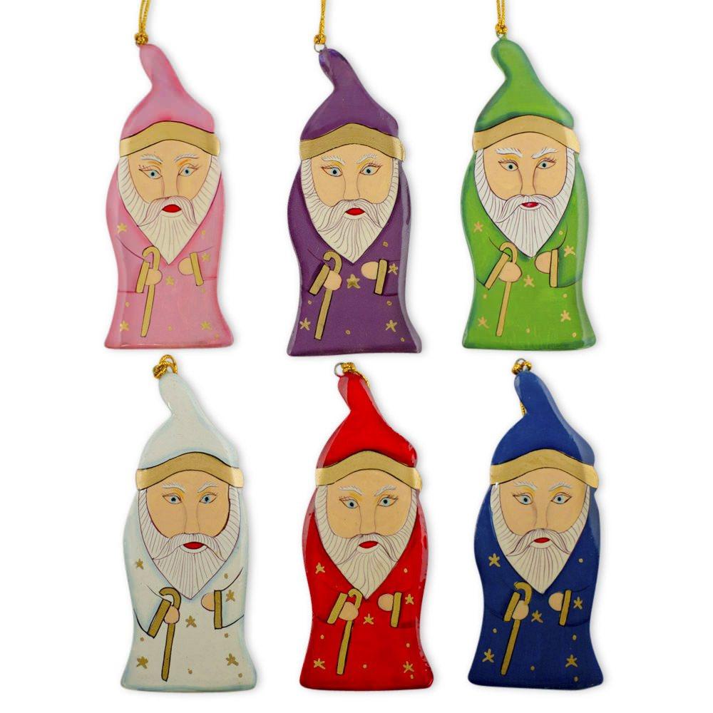 6 Wizards Wooden Christmas Ornaments