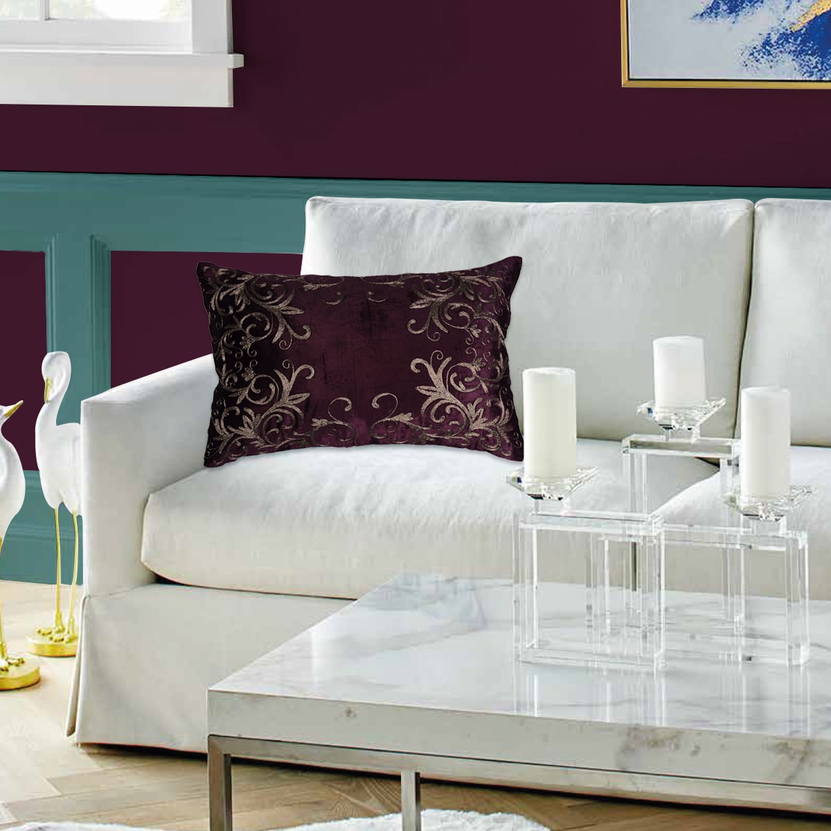 Maroon Throw Pillow Covers - 14 x 20 inches