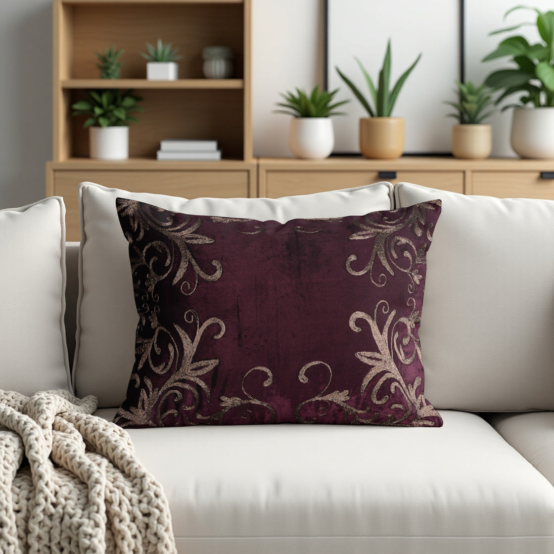 Maroon Throw Pillow Covers - 14 x 20 inches