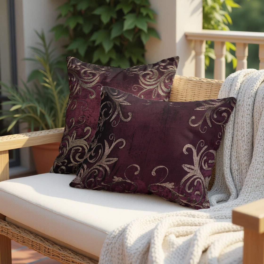 Maroon Throw Pillow Covers - 14 x 20 inches