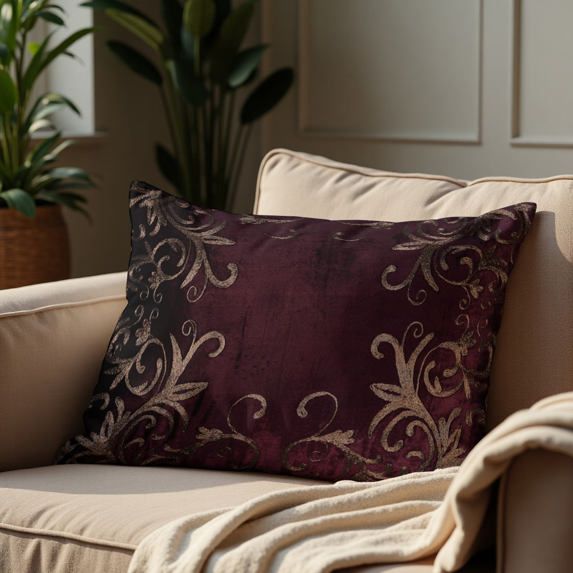 Maroon Throw Pillow Covers - 14 x 20 inches