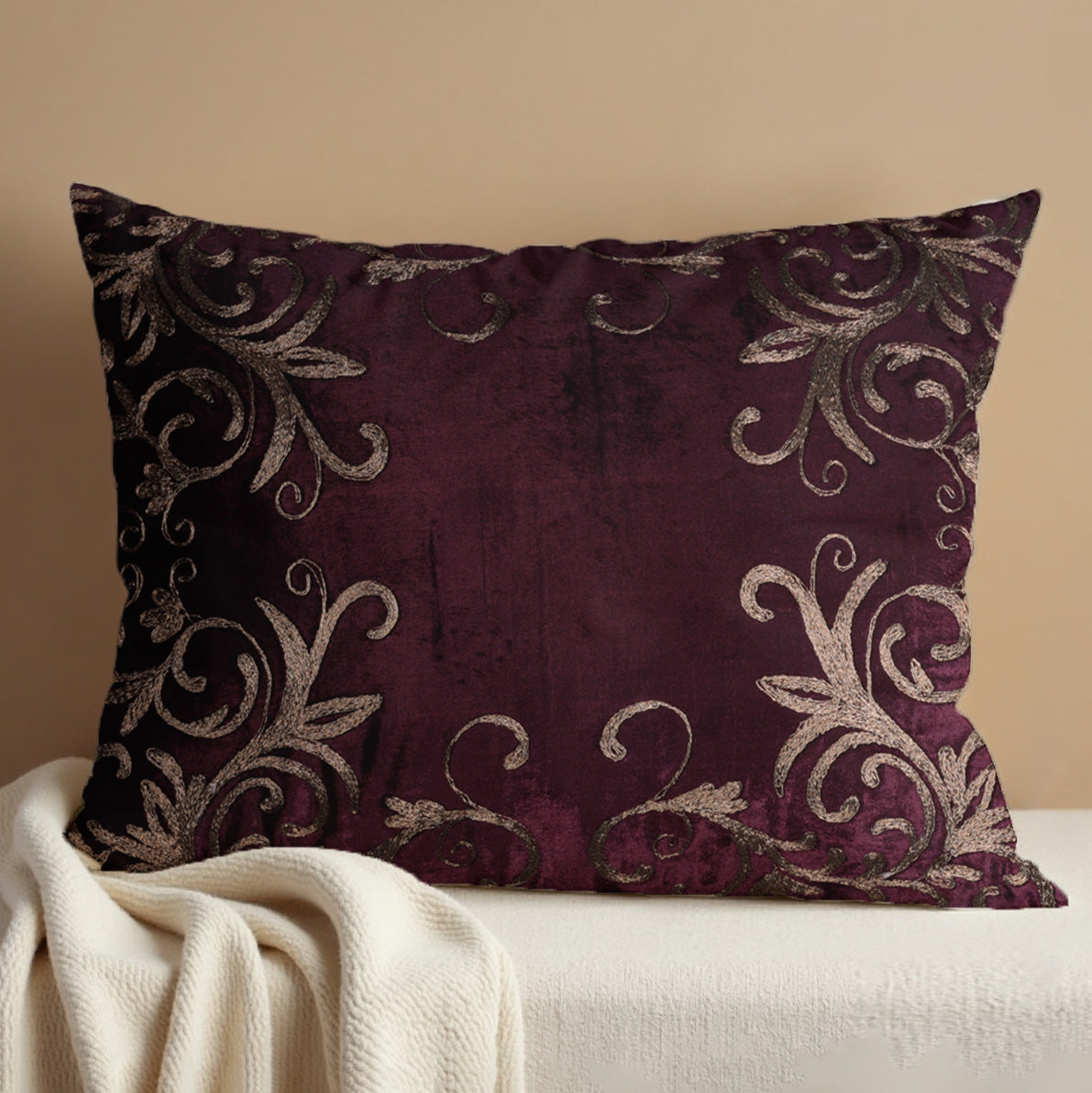 Maroon Throw Pillow Covers - 14 x 20 inches