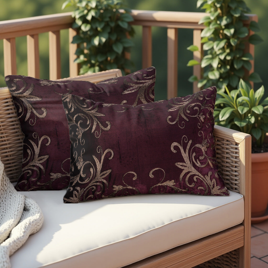 Maroon Throw Pillow Covers - 14 x 20 inches