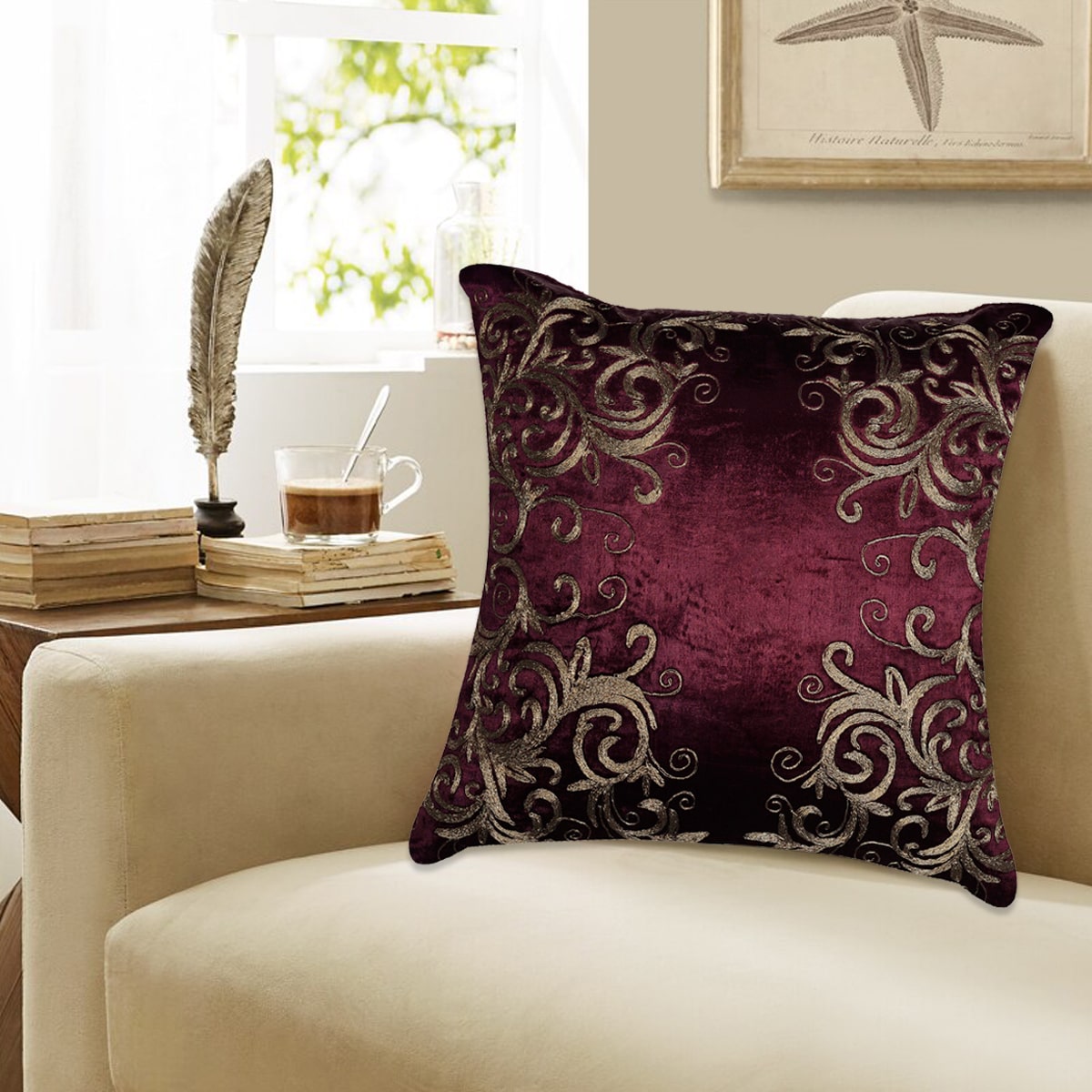 Maroon Throw Pillow Covers - 18 x 18 inches